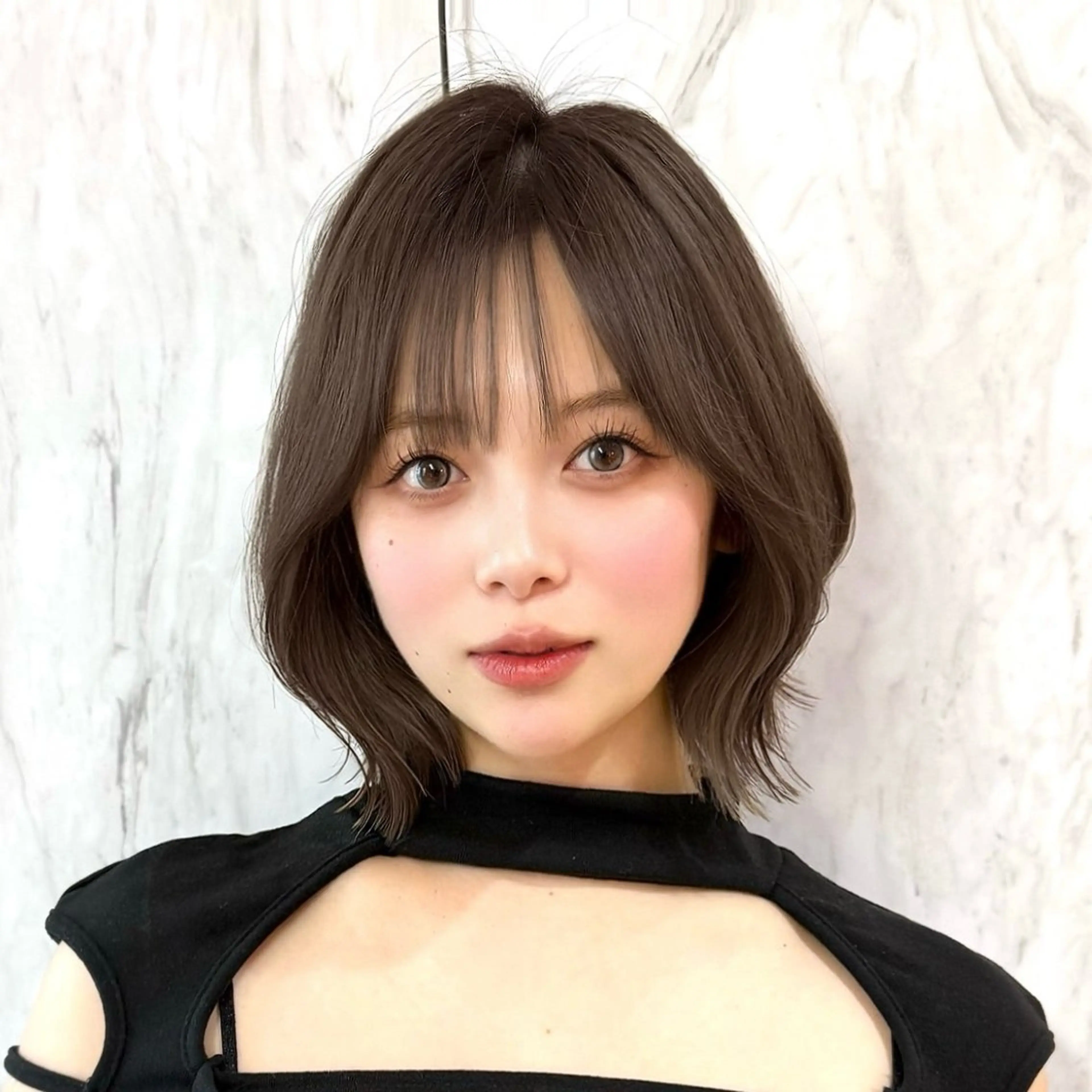 ミディアム カラー ヘアアレンジ ボブレイヤー 透明感カラー ボブ 韓国風ヘア レイヤーカット 韓国ボブ/髪質改善 /新宿/Rumiのヘアスタイル