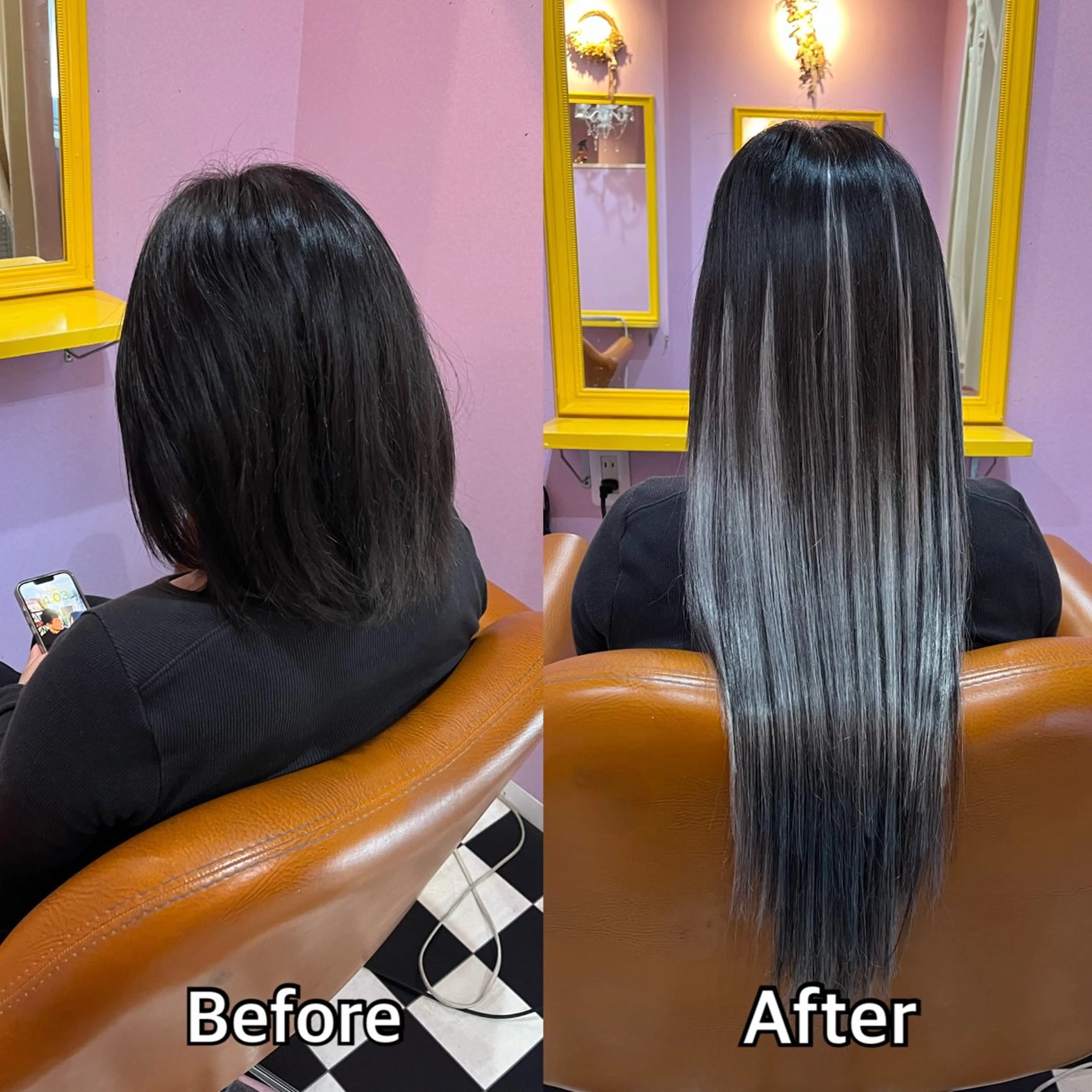 ロング エクステ シール＋ちび編み込み エクステ梅田🐨のヘアスタイル