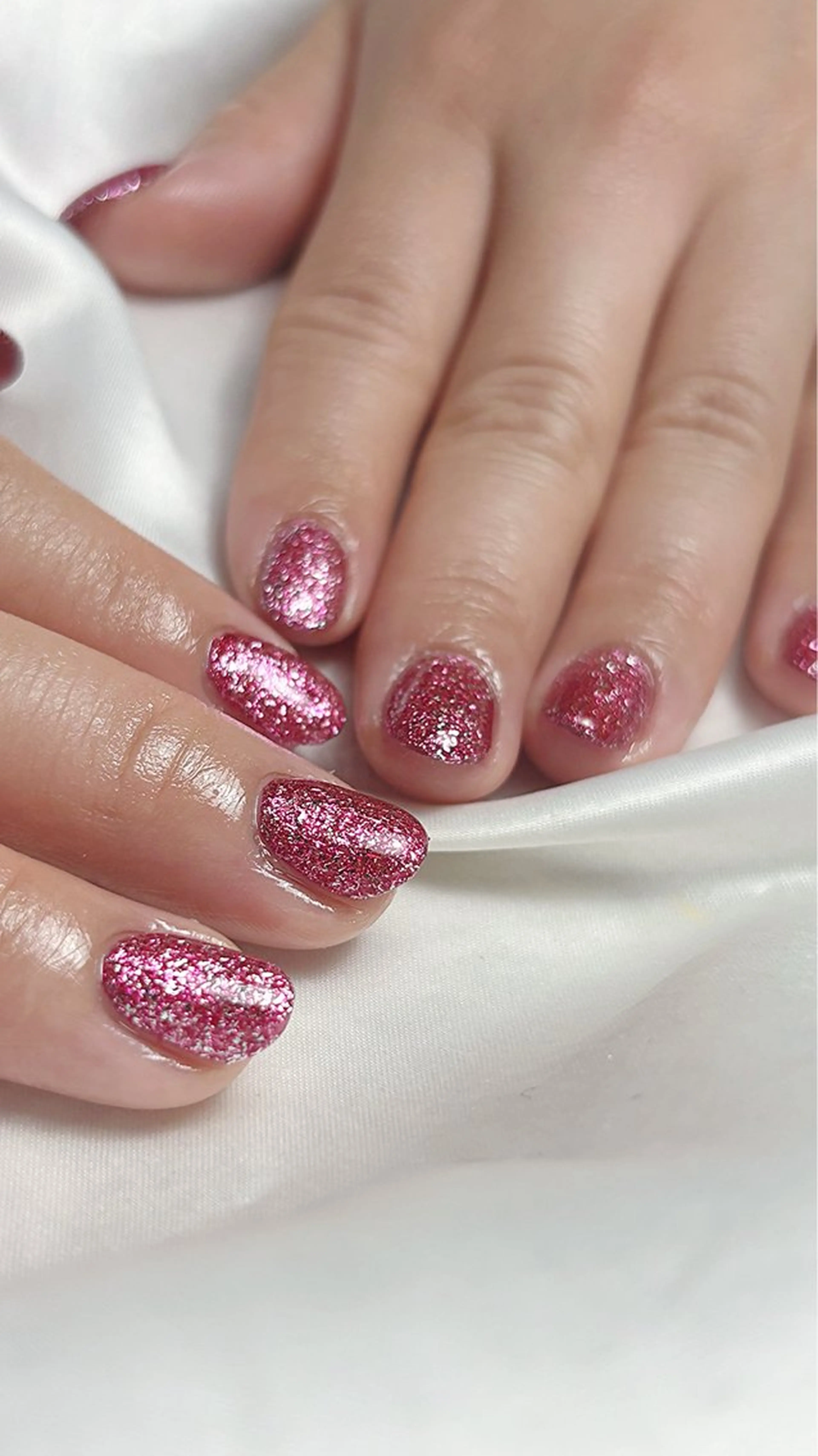 ネイル ラメ(グリッター) ワンカラーネイル ピンク Ray nail   WAKA️🫧のネイルデザイン