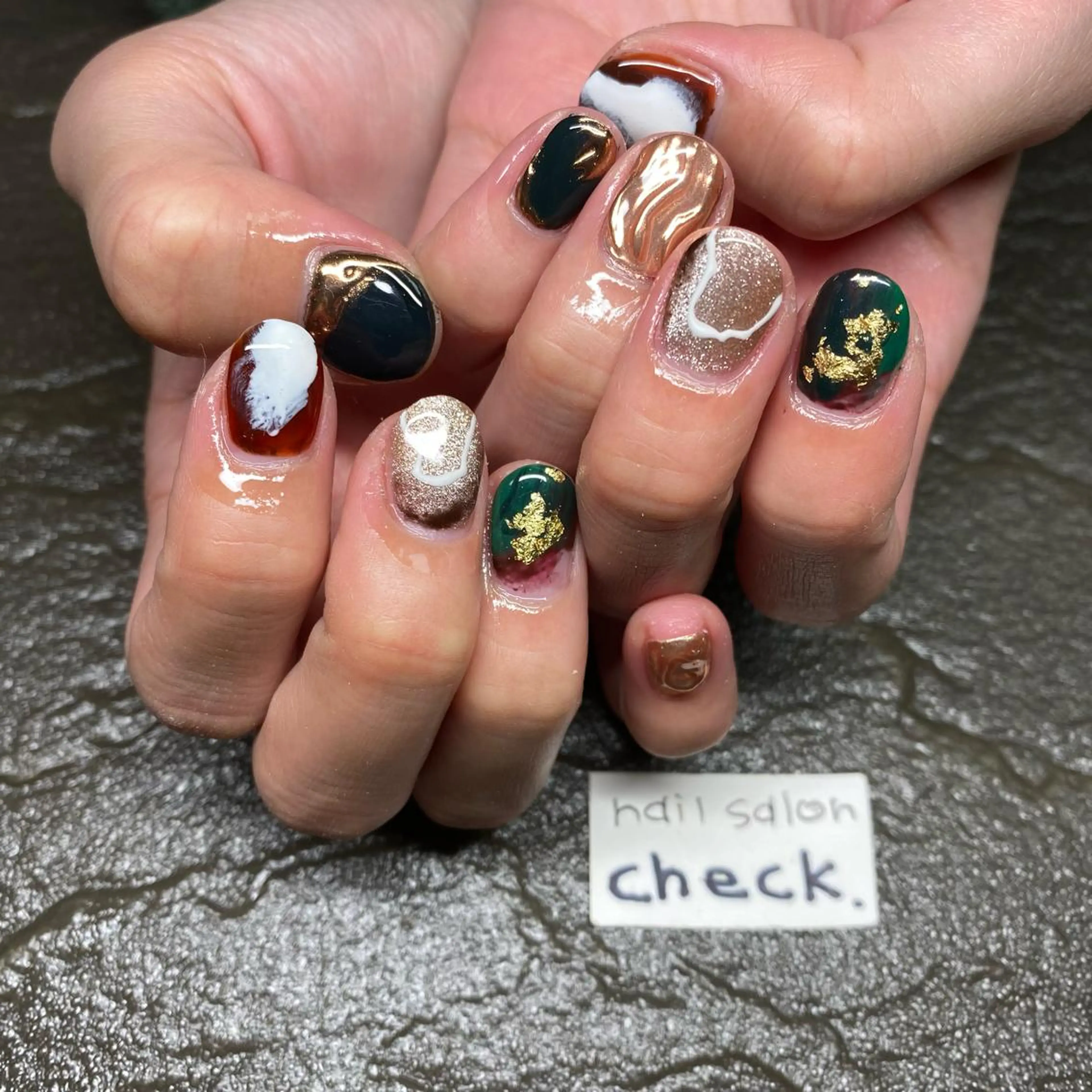 ネイル アートネイル ニュアンスネイル 春ネイル 夏ネイル 冬ネイル ハンドネイル ーCHECKー ちあきのネイルデザイン