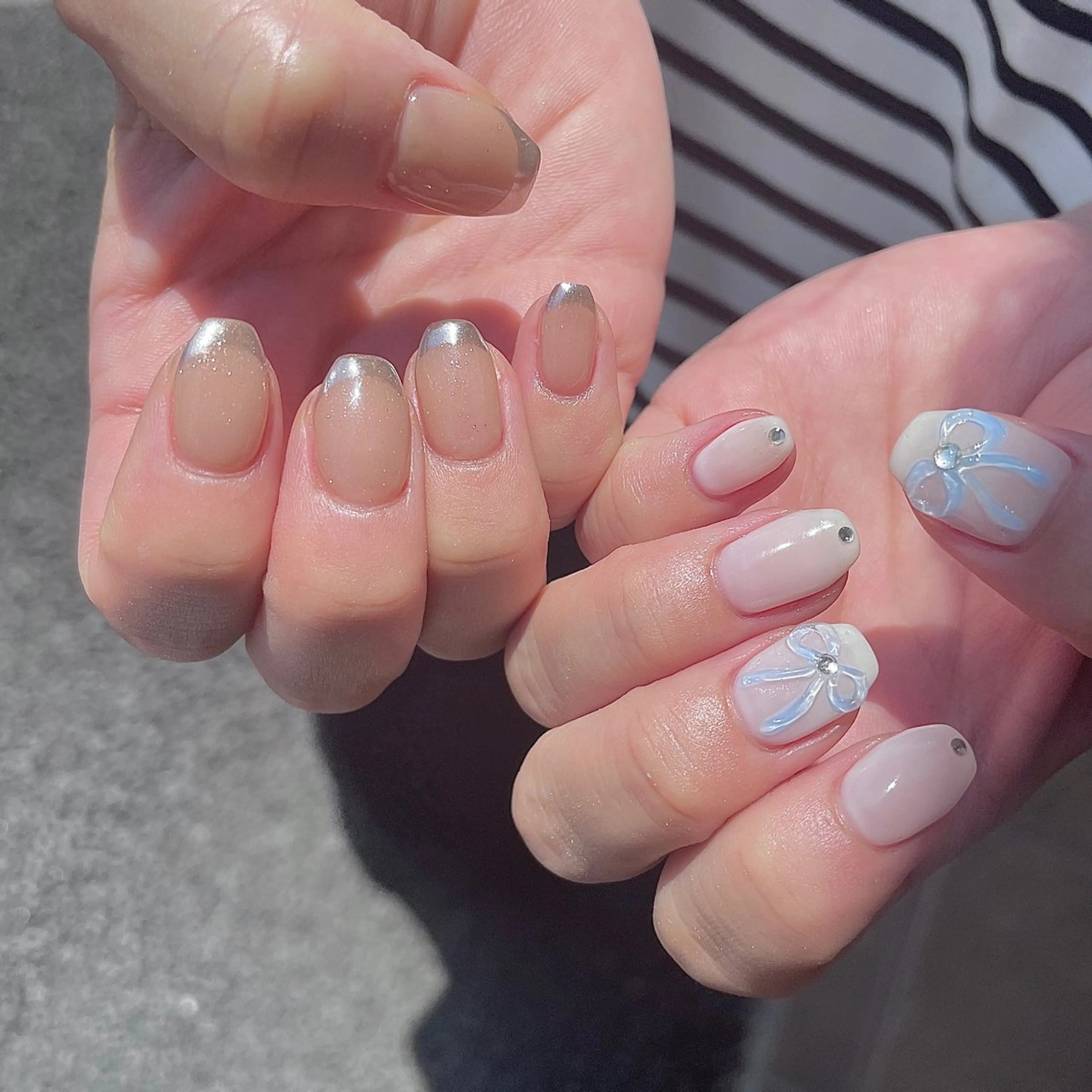 ネイル フレンチネイル 韓国ネイル ミラーネイル リボン スクエアネイル ハンドネイル acs.n所属・ネイル,耳つぼ 風間すみれのその他イメージ