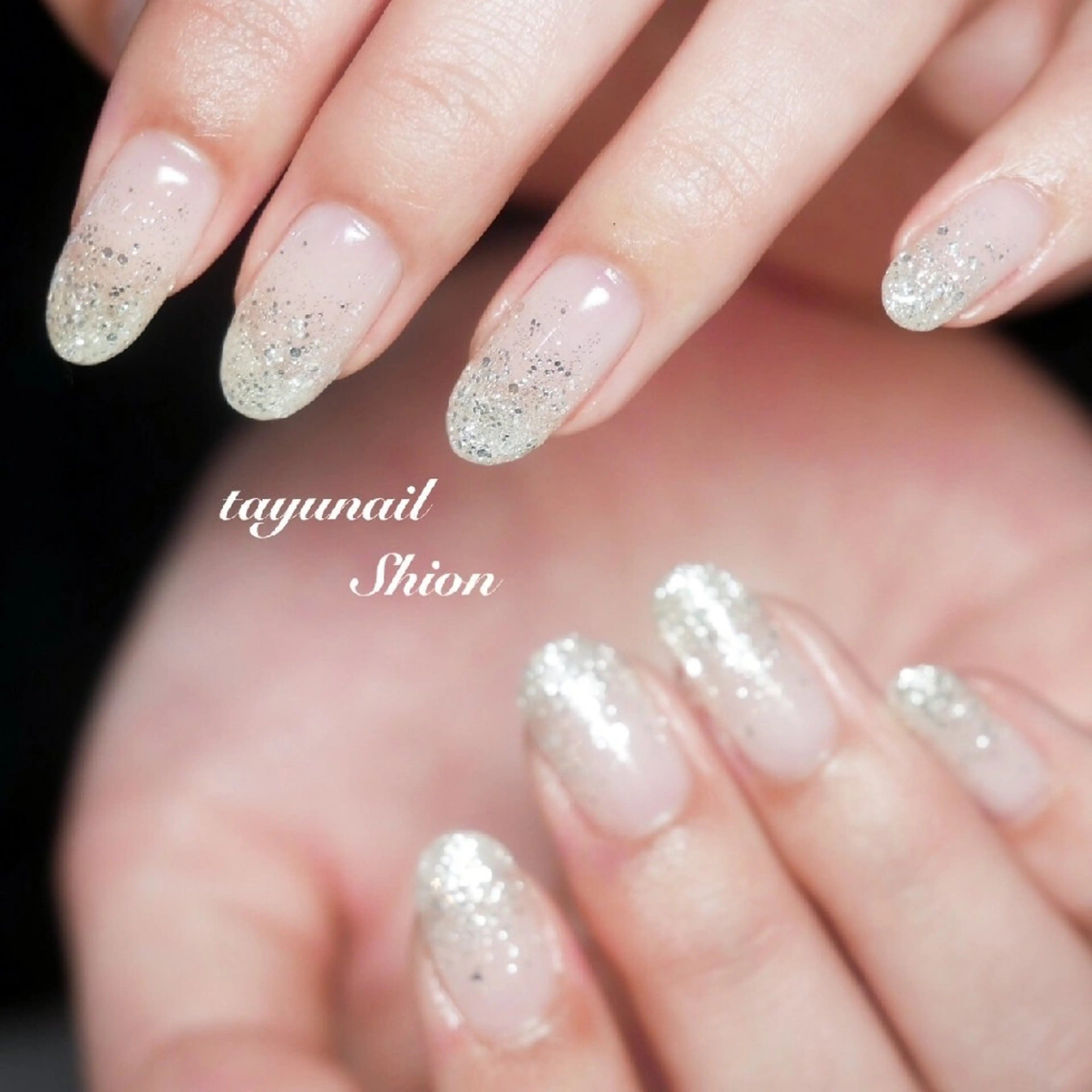 ネイル クリアネイル ジェルネイル グラデーション キラキラネイル ラメ(グリッター) ネイルサロン・ネイルスクール　たゆnail所属・ネイルサロン 【たゆnail】のネイルデザイン