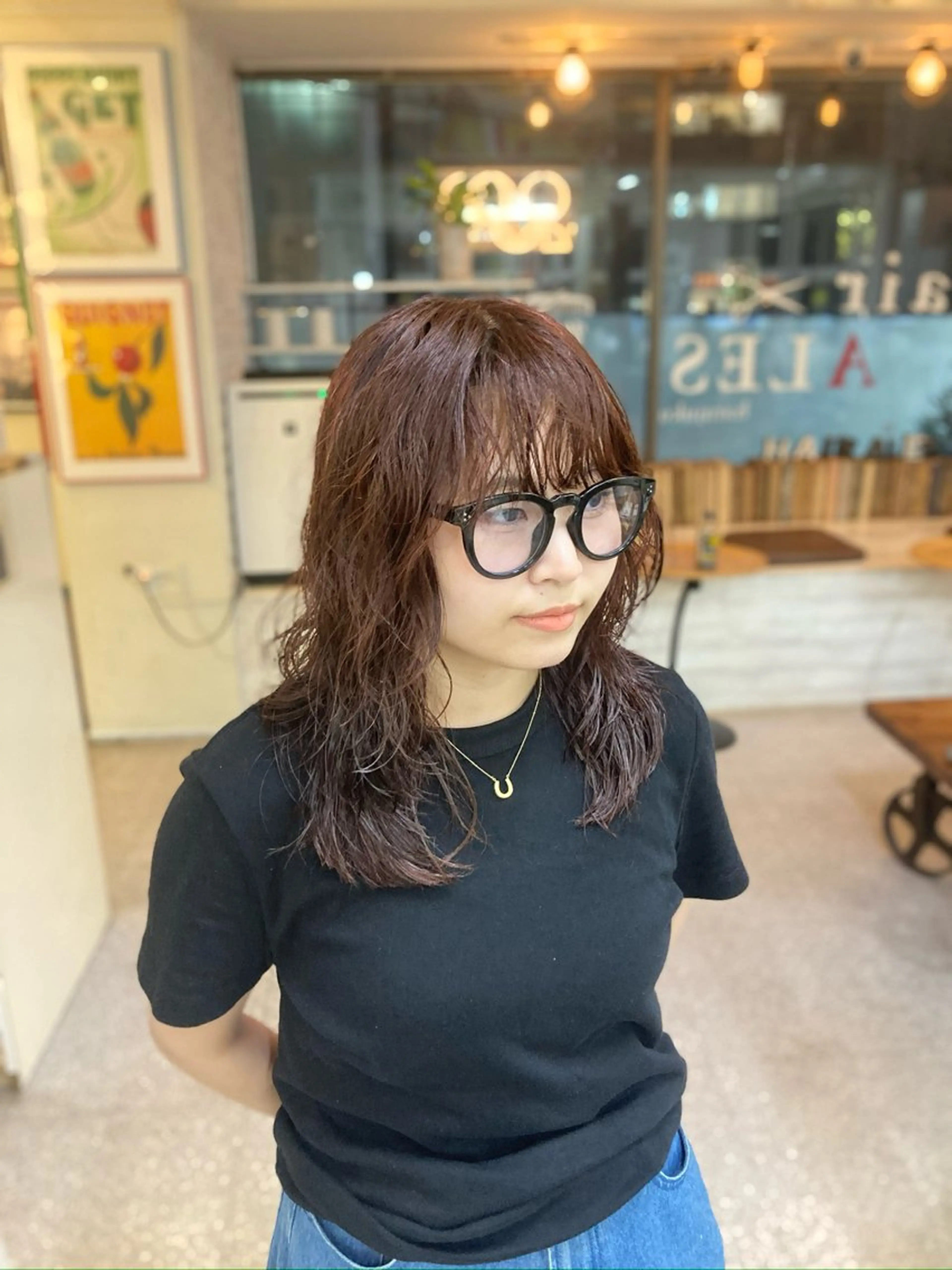 ミディアム カラー パーマ ウルフレイヤー エクステ/kokiのヘアスタイル