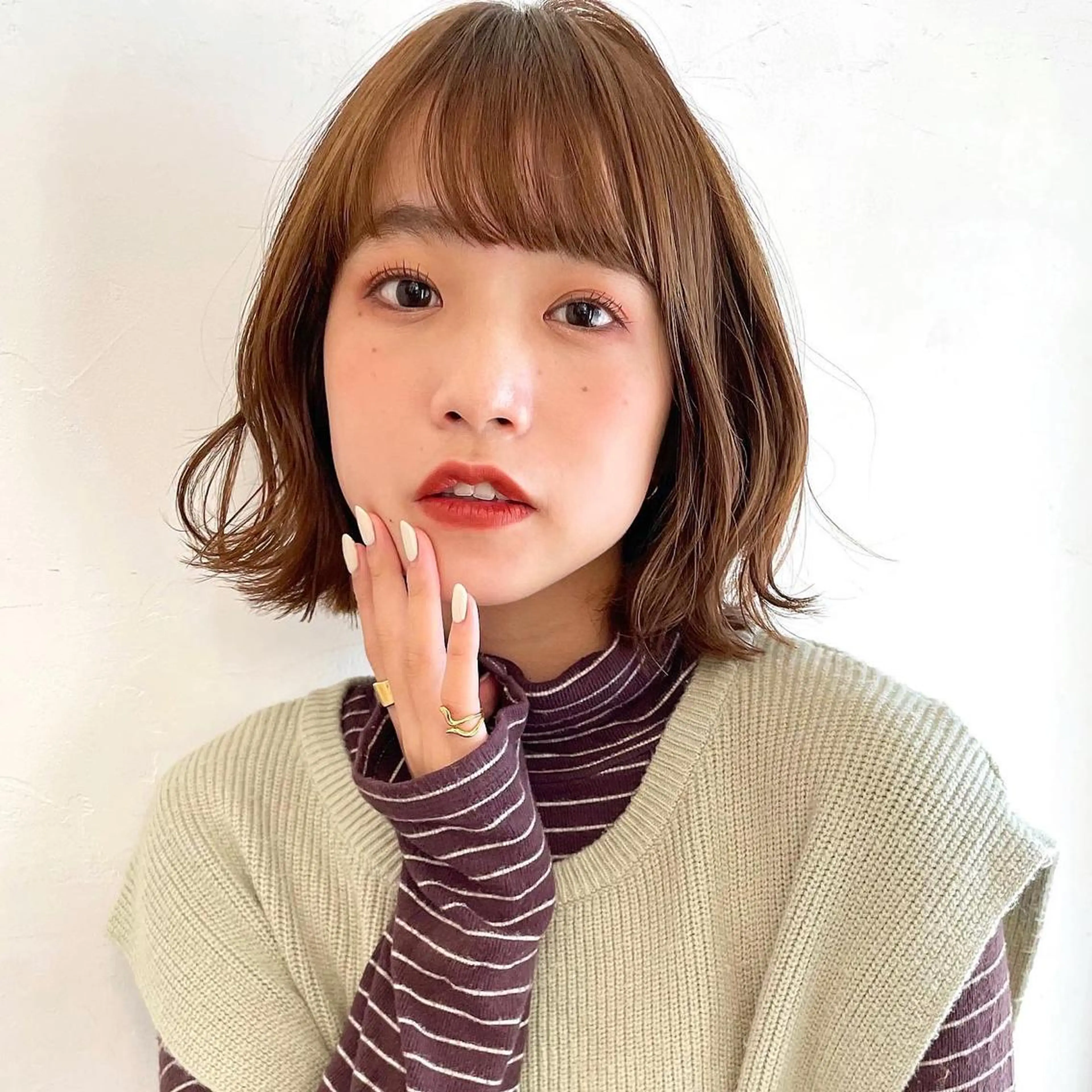 ミディアム カラー ヘアアレンジ カット ヘアカラー OAK 学芸大学所属・秋葉萌　透明感カラー /レイヤー/ボブ♡のヘアスタイル