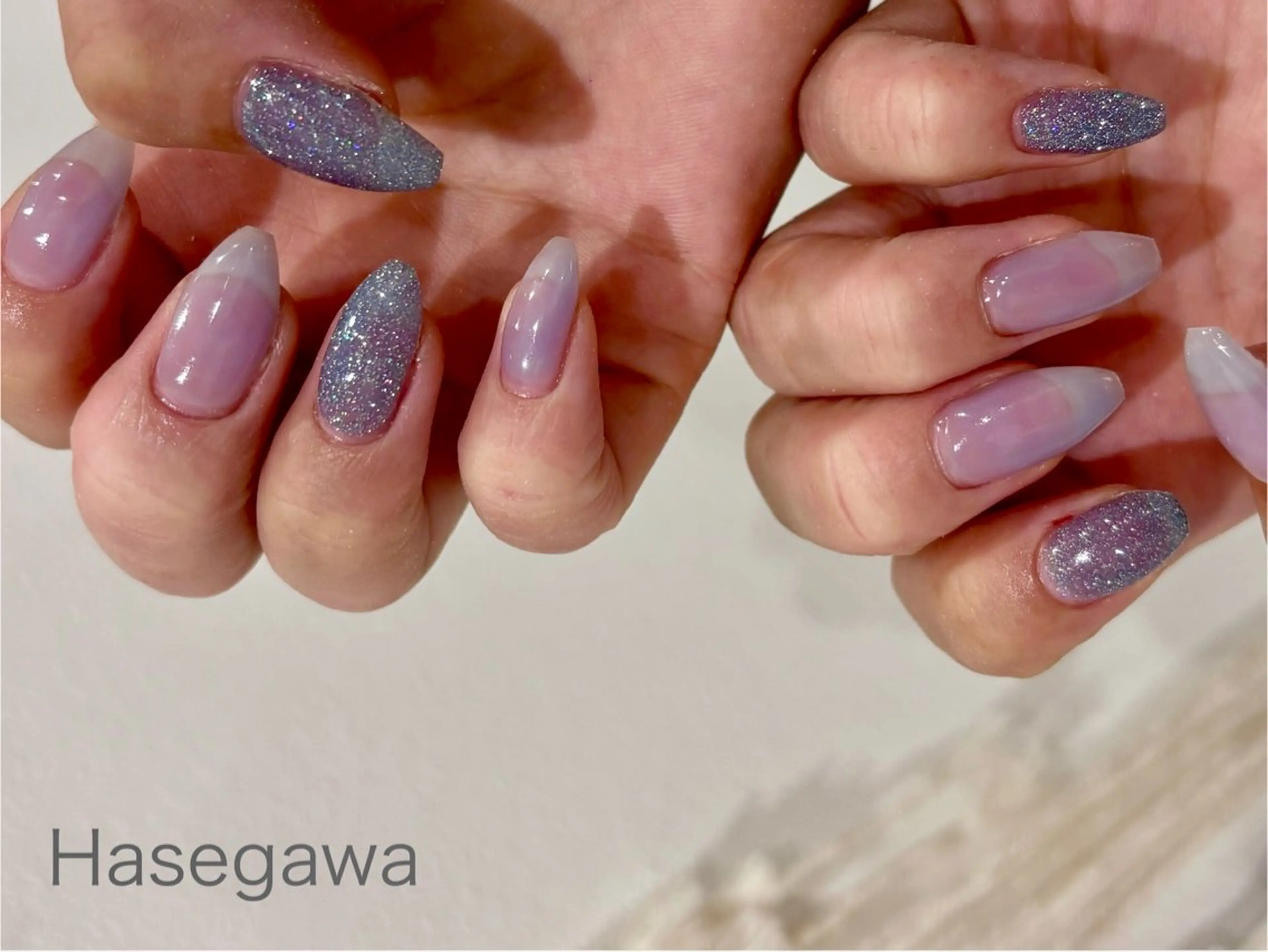 ネイル ブルー ラメ(グリッター) DROP所属・DROP 長谷川のネイルデザイン