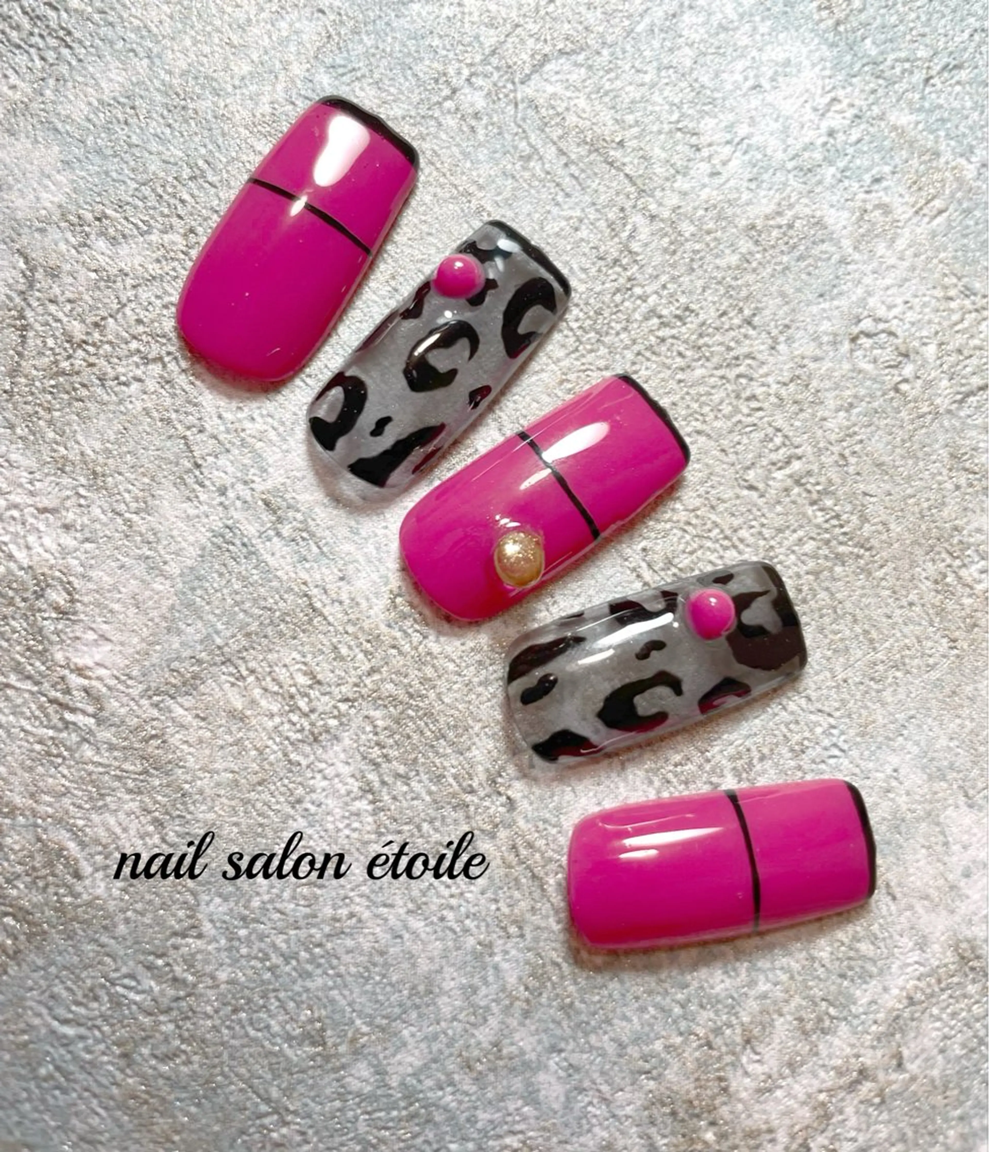 ネイル アニマル柄 アートネイル ピンク ハンドネイル nail salon étoileのネイルデザイン