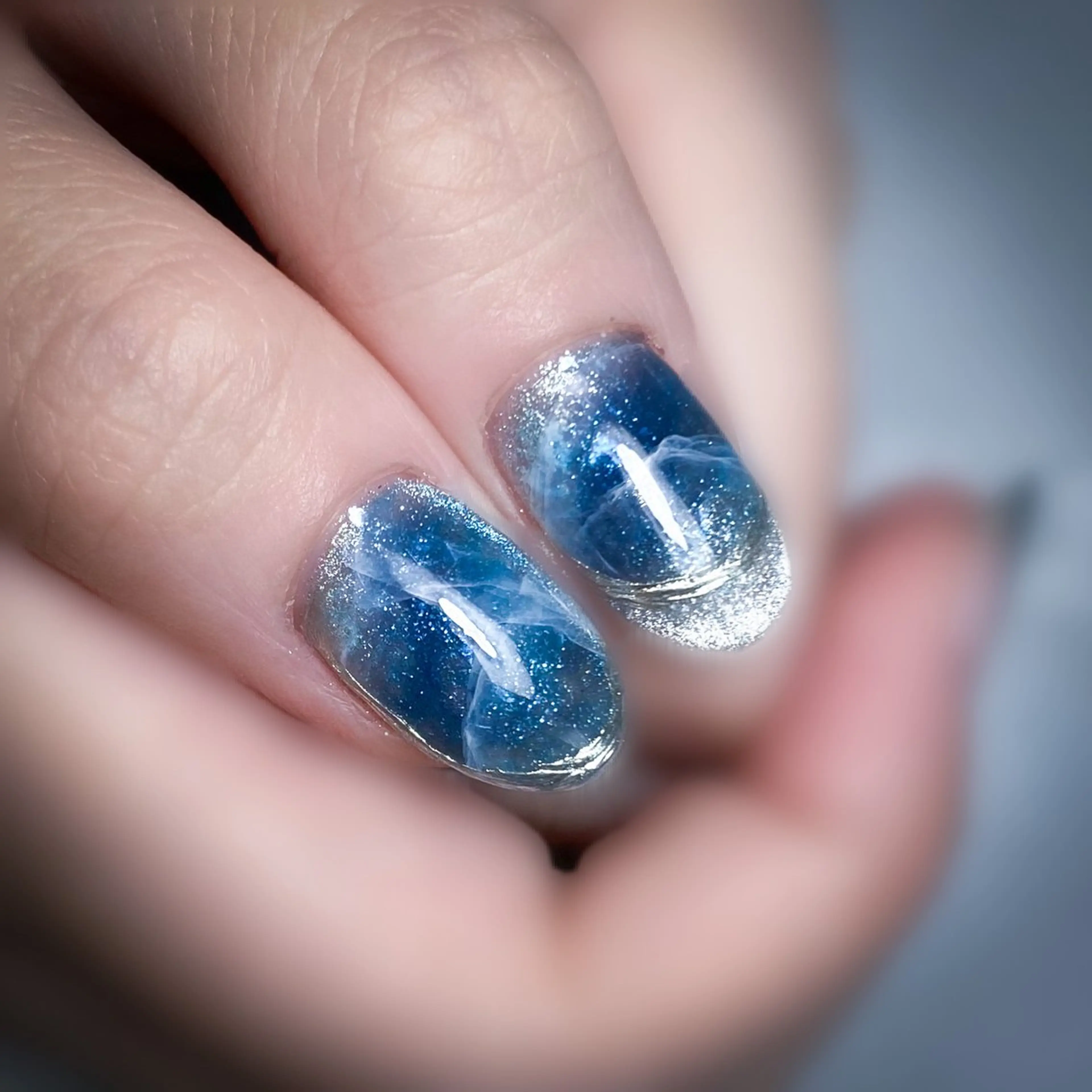 ネイル ブルー ハンドネイル &.nail/ ニュアンス/持込み可のネイルデザイン