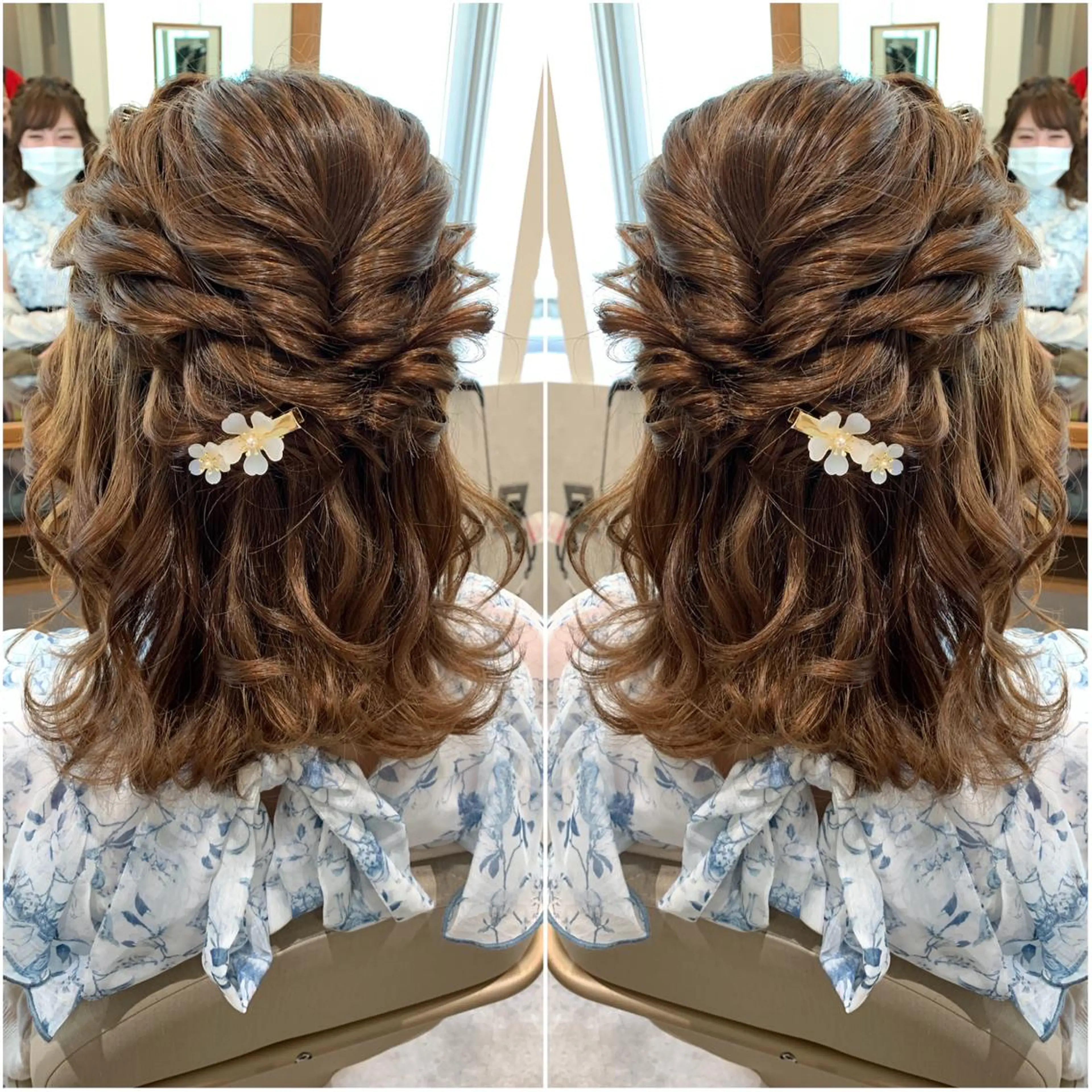 ミディアム ヘアアレンジ ハーフアップ ヘアセット rita atelier 【リタ】所属・韓国hair🦋 Nanaのヘアスタイル