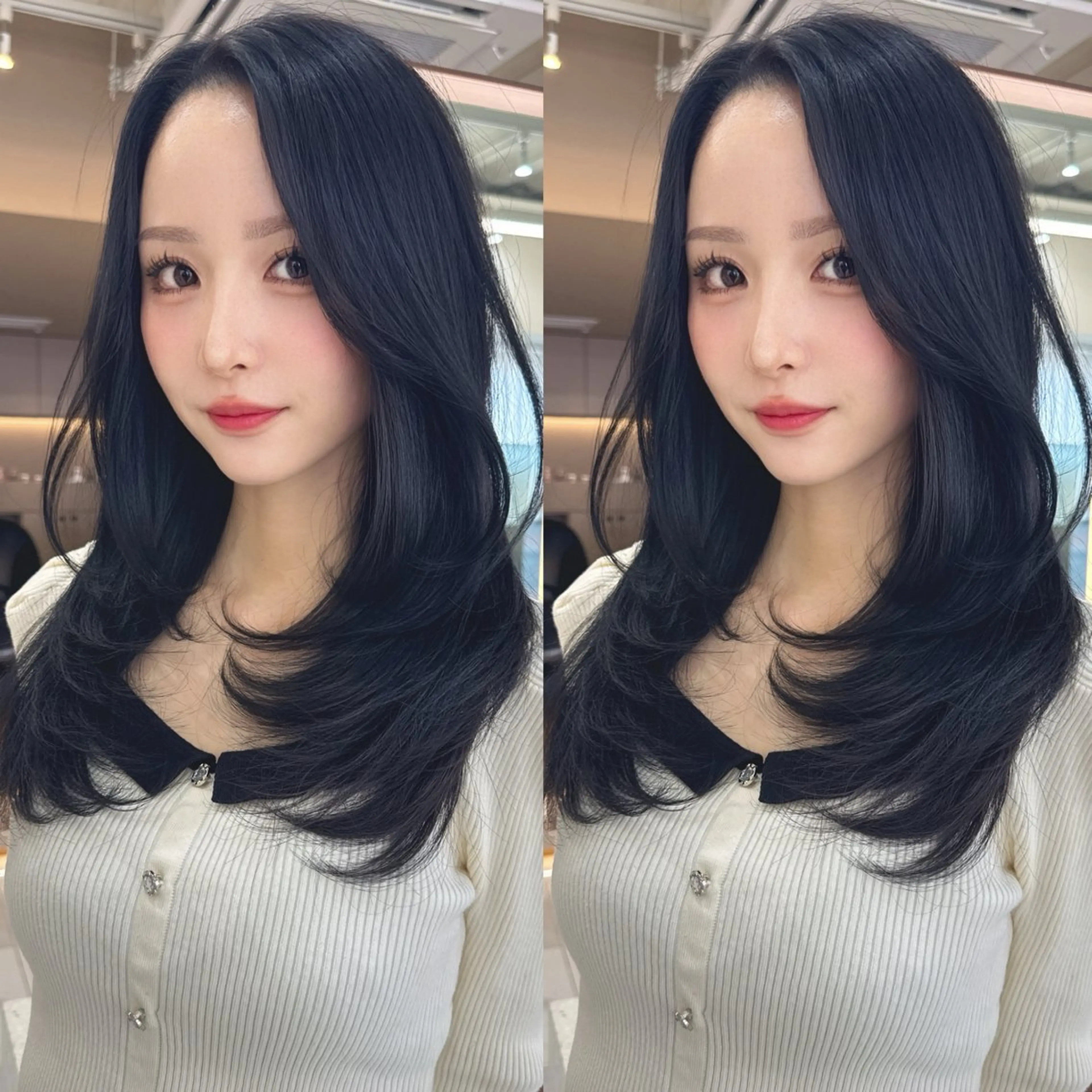 ミディアム オリーブカラー 長谷川のヘアスタイル