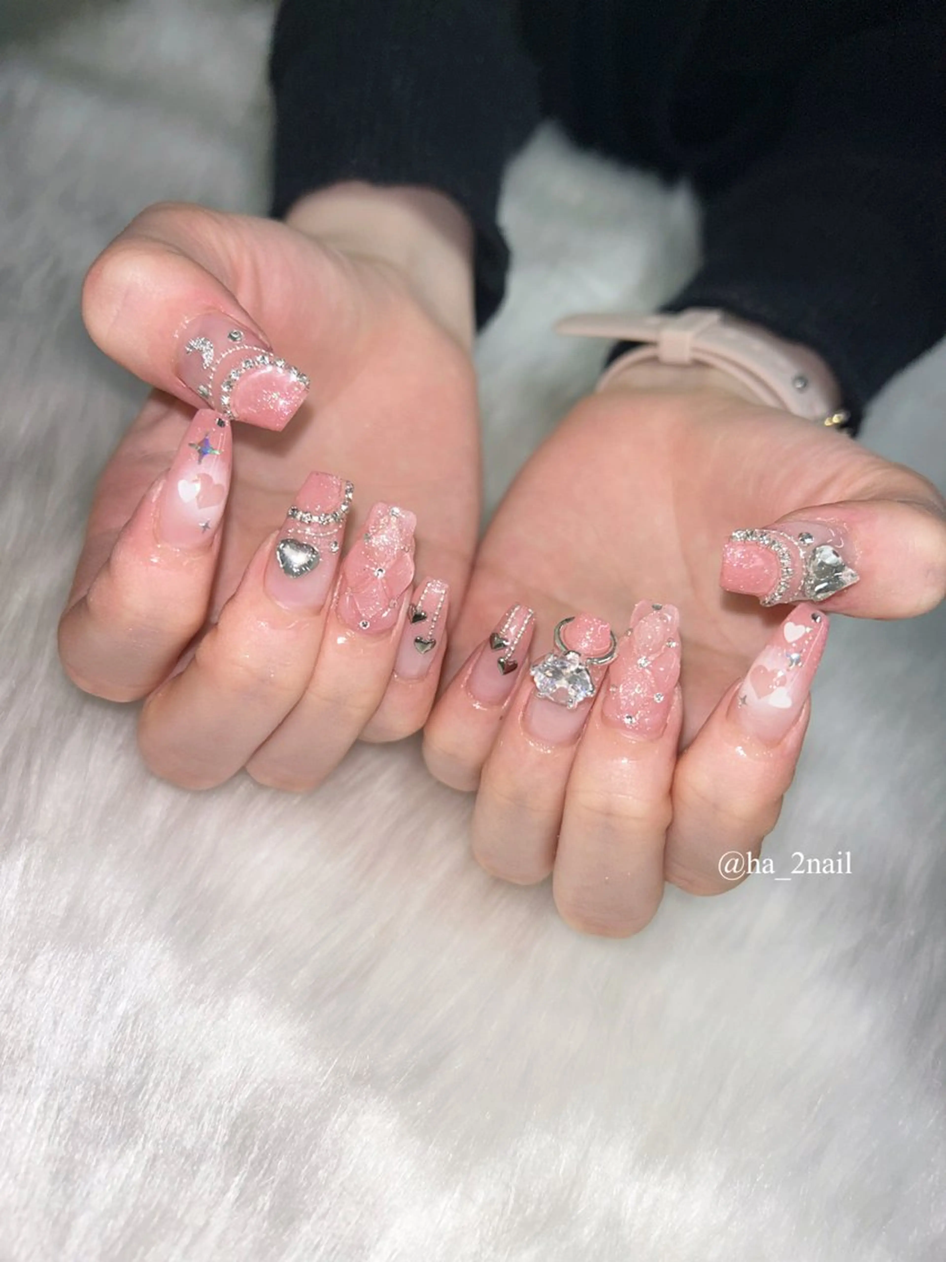 ネイル ガーリー ハート ピンク NAIL and EYELASH ALPHA.所属・ALPHA. 姫繇のネイルデザイン