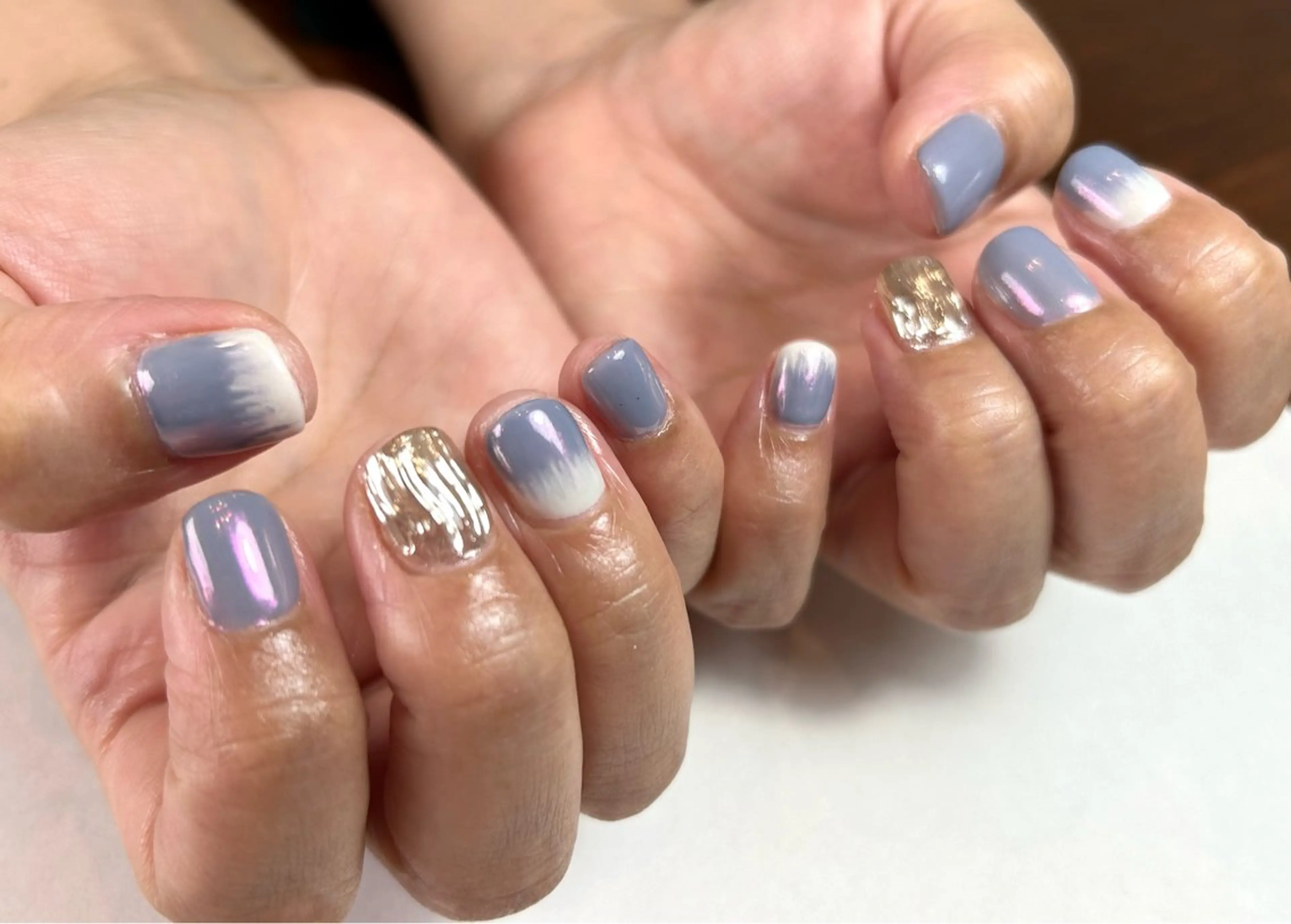 ネイル 氷ネイル・うるうるネイル ミラーネイル 夏ネイル ハンドネイル le_rire _nailのネイルデザイン