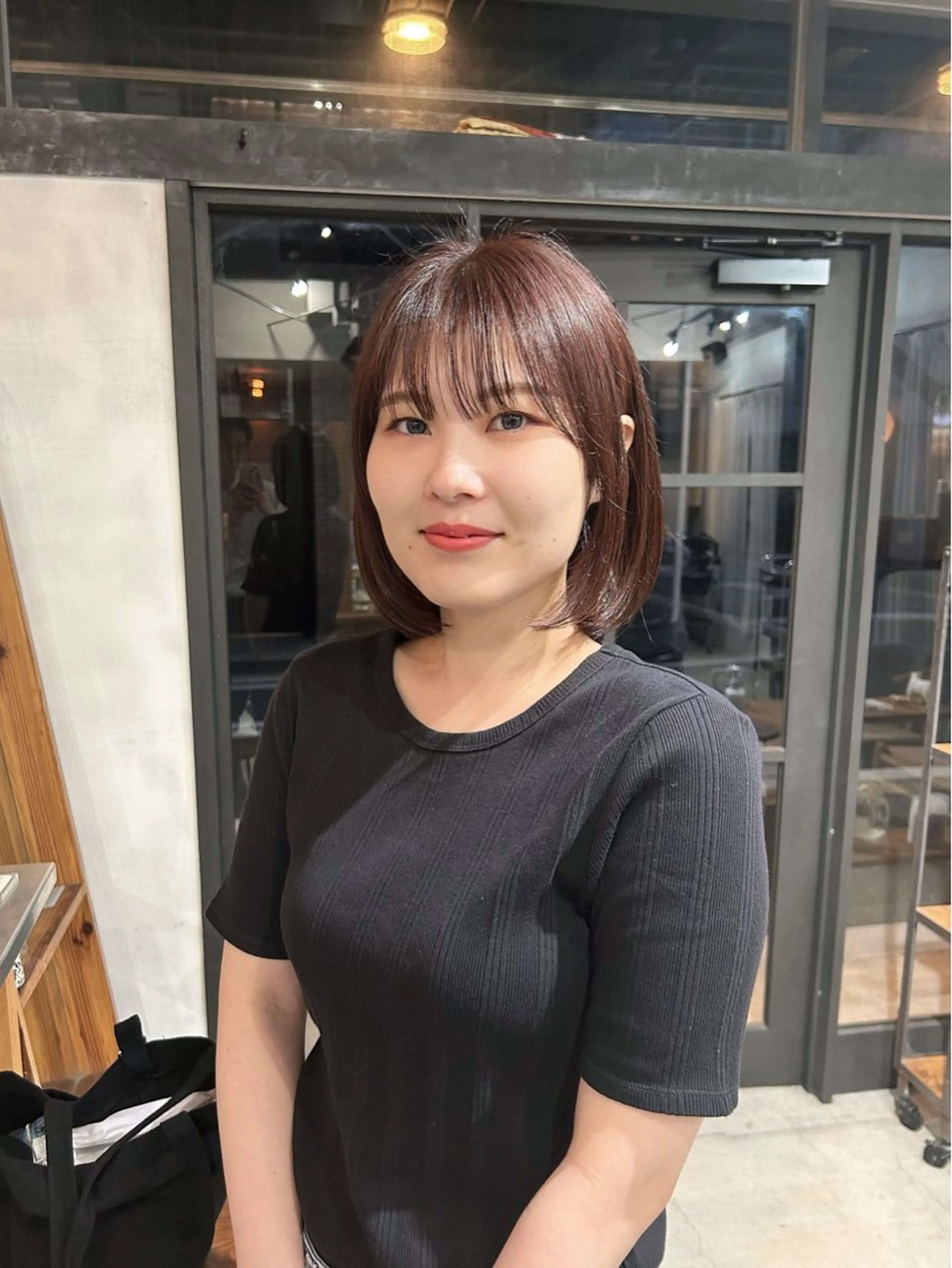 ミディアム カラー ブラウンカラー ピンクカラー ピンクブラウン ヘアカラー 京都/カラー/松野 翔のヘアスタイル