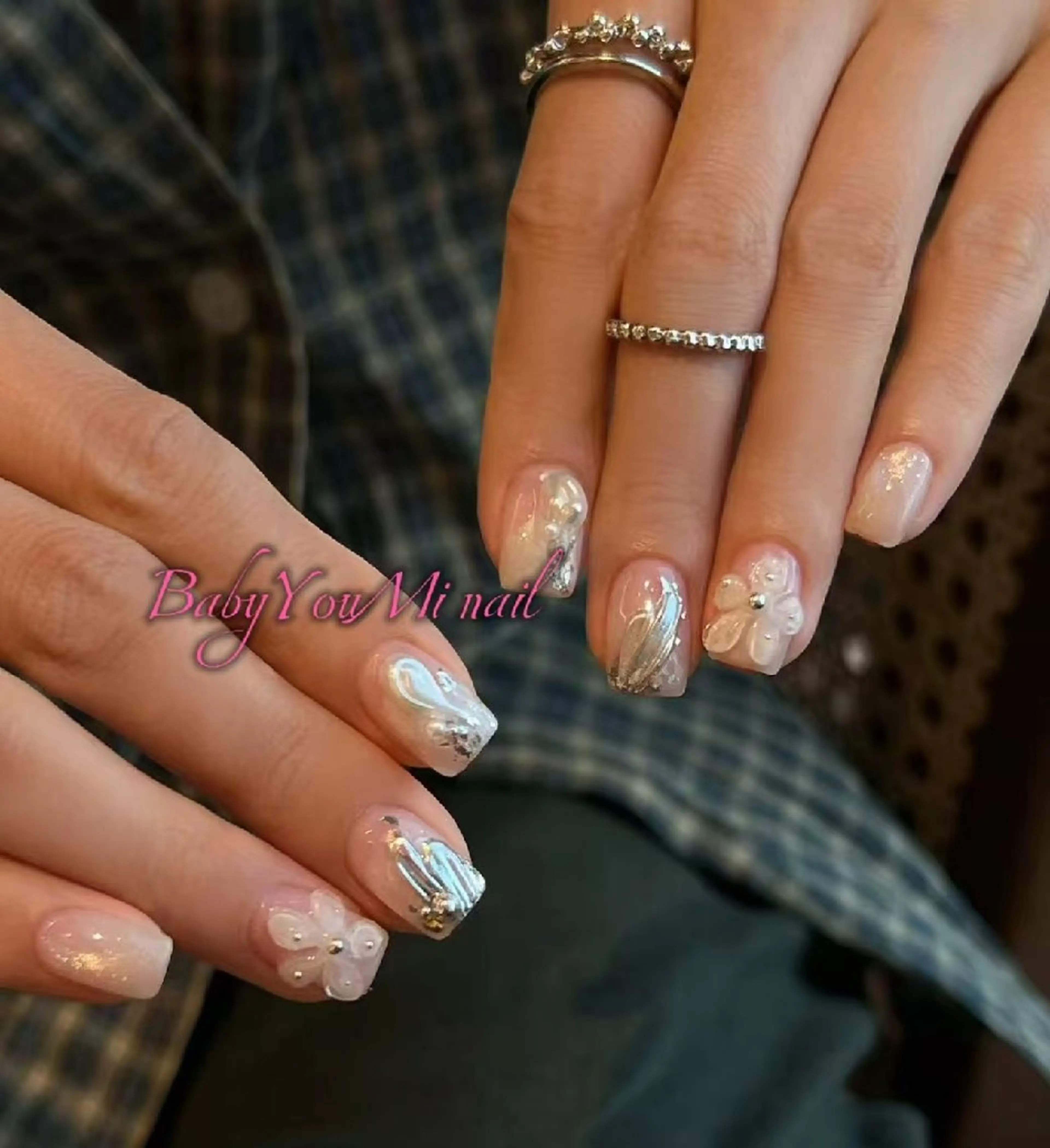 ネイル オーロラネイル フラワーネイル フットネイル フレンチネイル ジェルネイル ハンドネイル Oomiya 服部のネイルデザイン