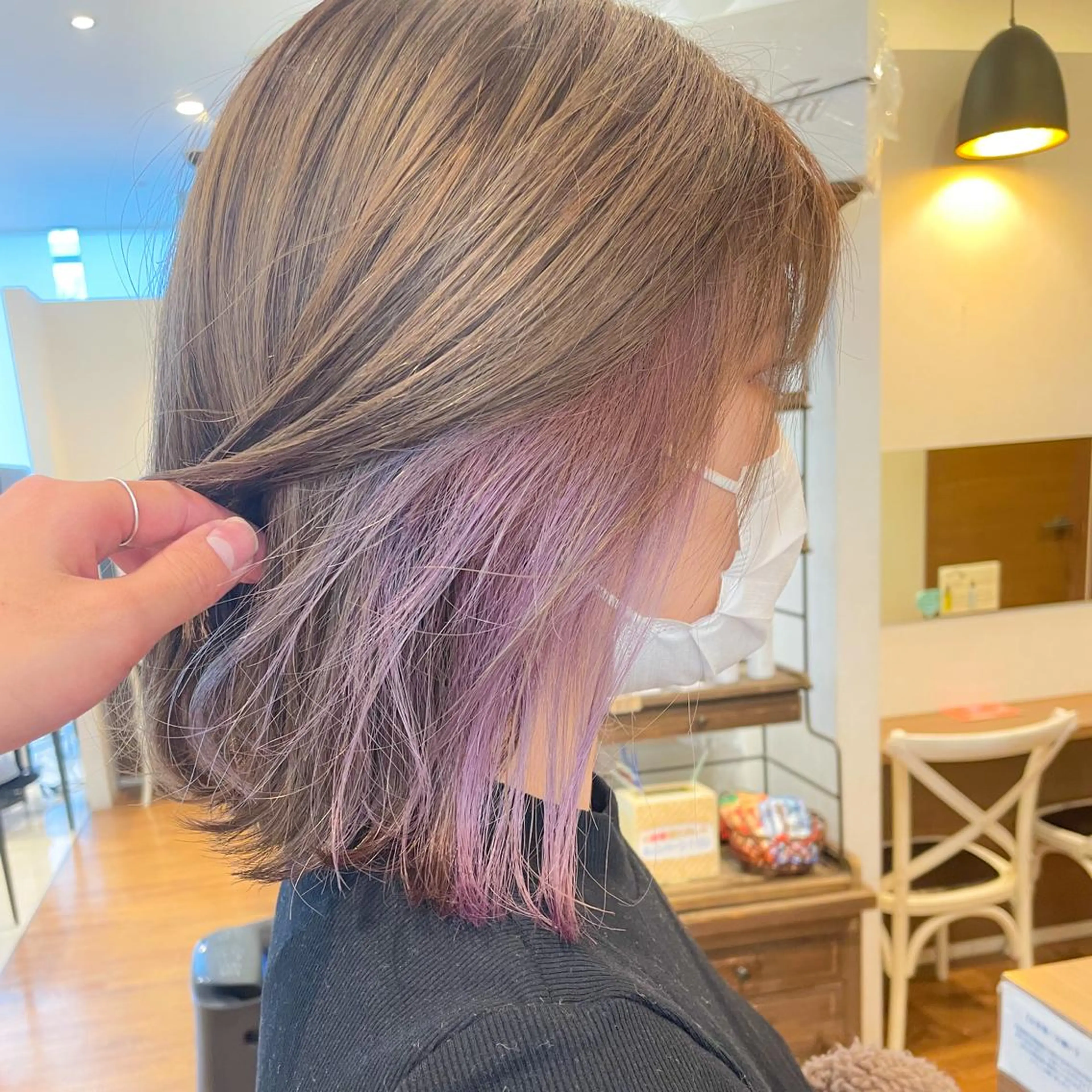 ミディアム カラー イヤリングカラー ヘアカラー 髪質改善/ブリーチ 田代 龍我のヘアスタイル