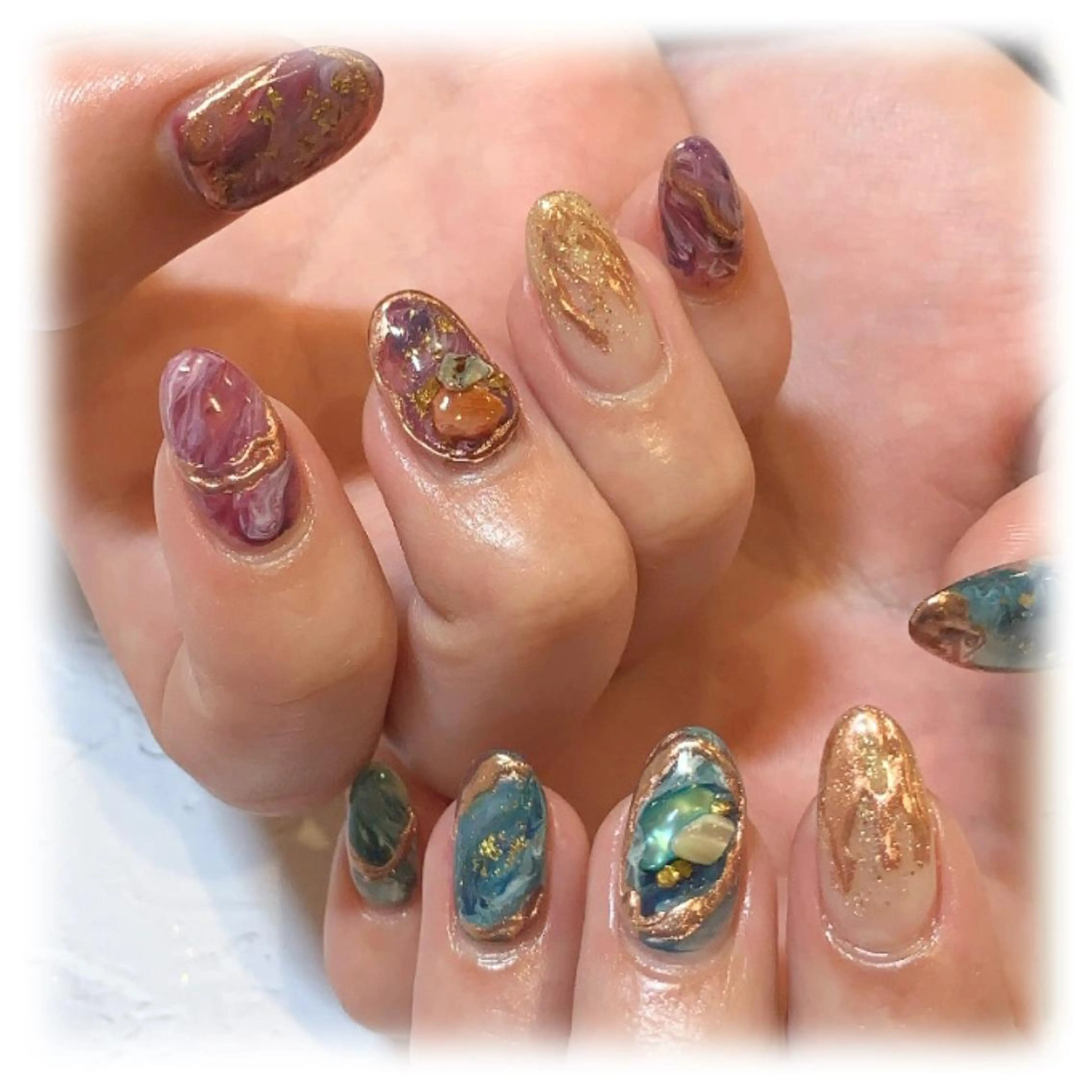 ネイル アートネイル 大理石ネイル(マーブル) ミラーネイル ニュアンスネイル ui nailのネイルデザイン