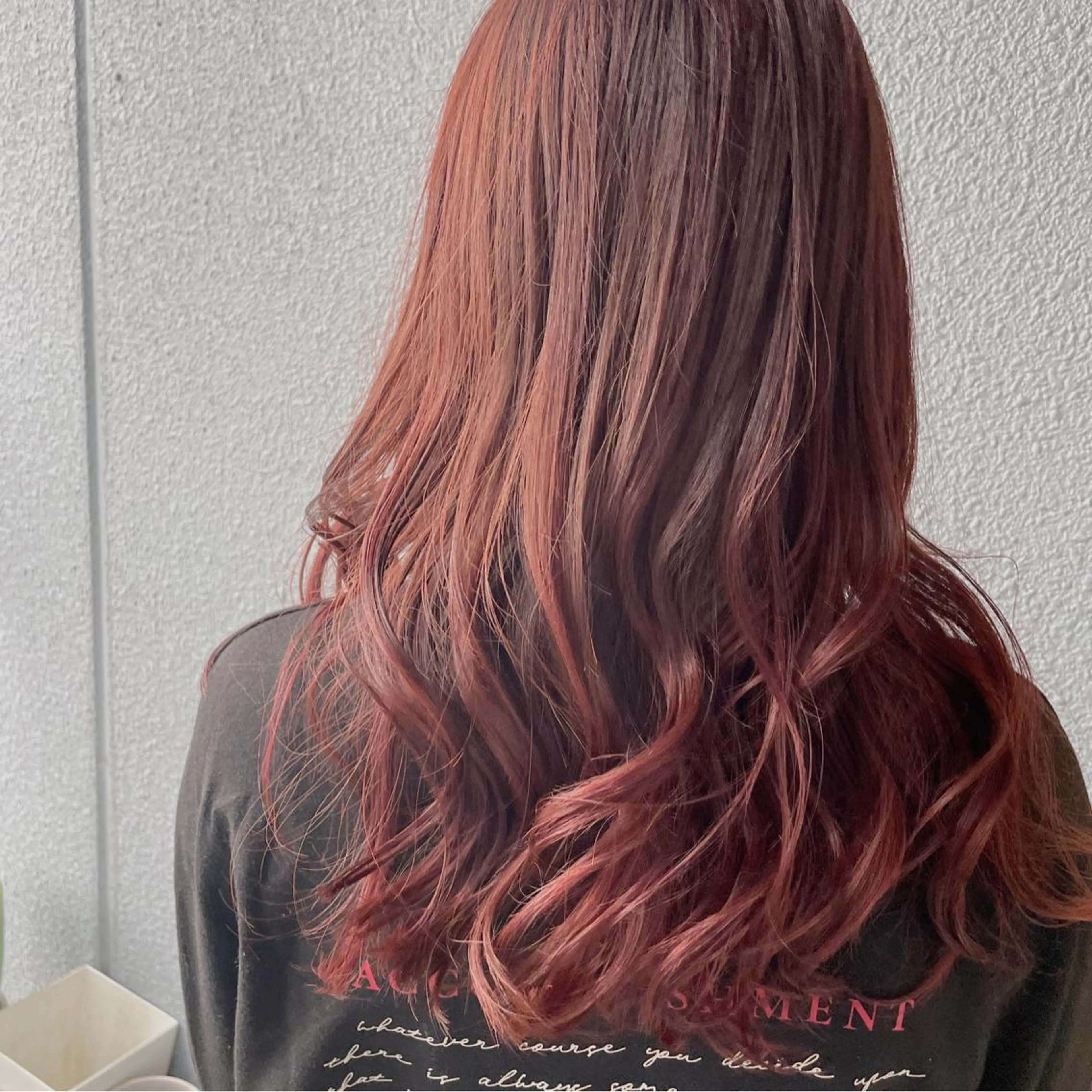 セミロング カラー ヘアアレンジ レッドカラー バイオレットカラー なつき/艶ピンク/ girly hairのヘアスタイル