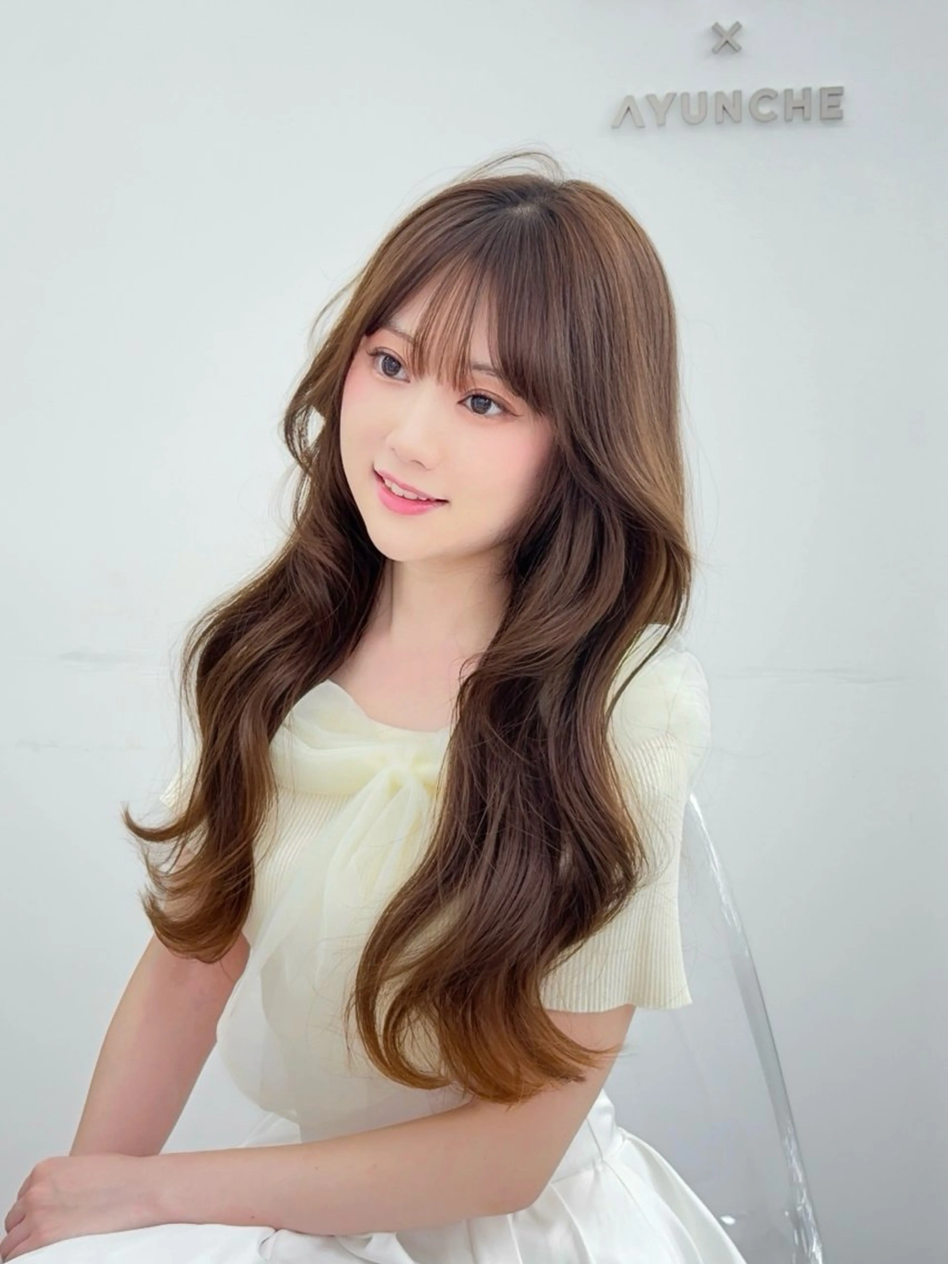 ロング カラー 小顔カット カット ヘアカラー トリートメント 韓国ヘア/レイヤー/ 顔まわり足立遥奈のヘアスタイル