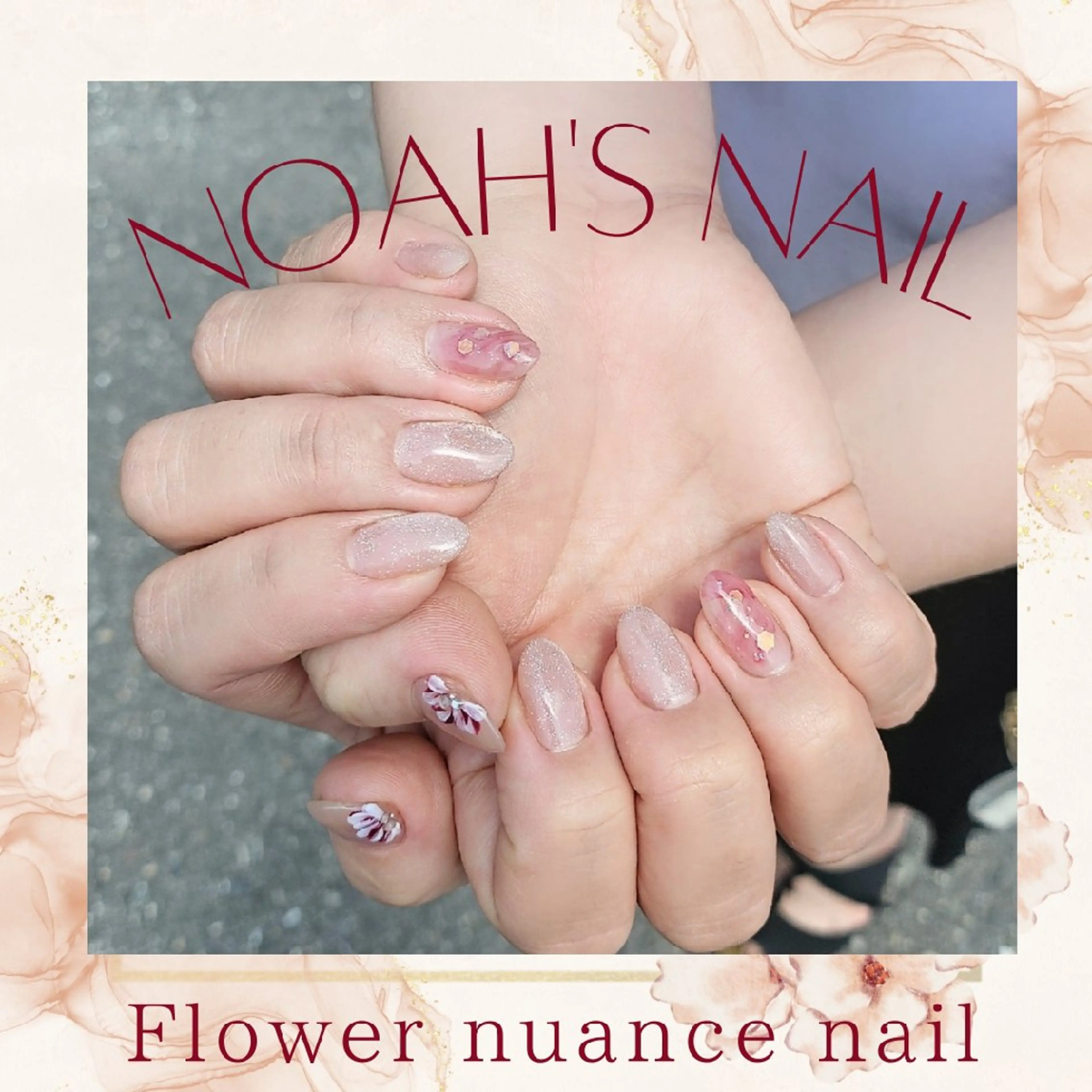 ネイル フラワーネイル マグネットネイル ネイルチップ ハンドネイル Noah'snail   のネイルデザイン