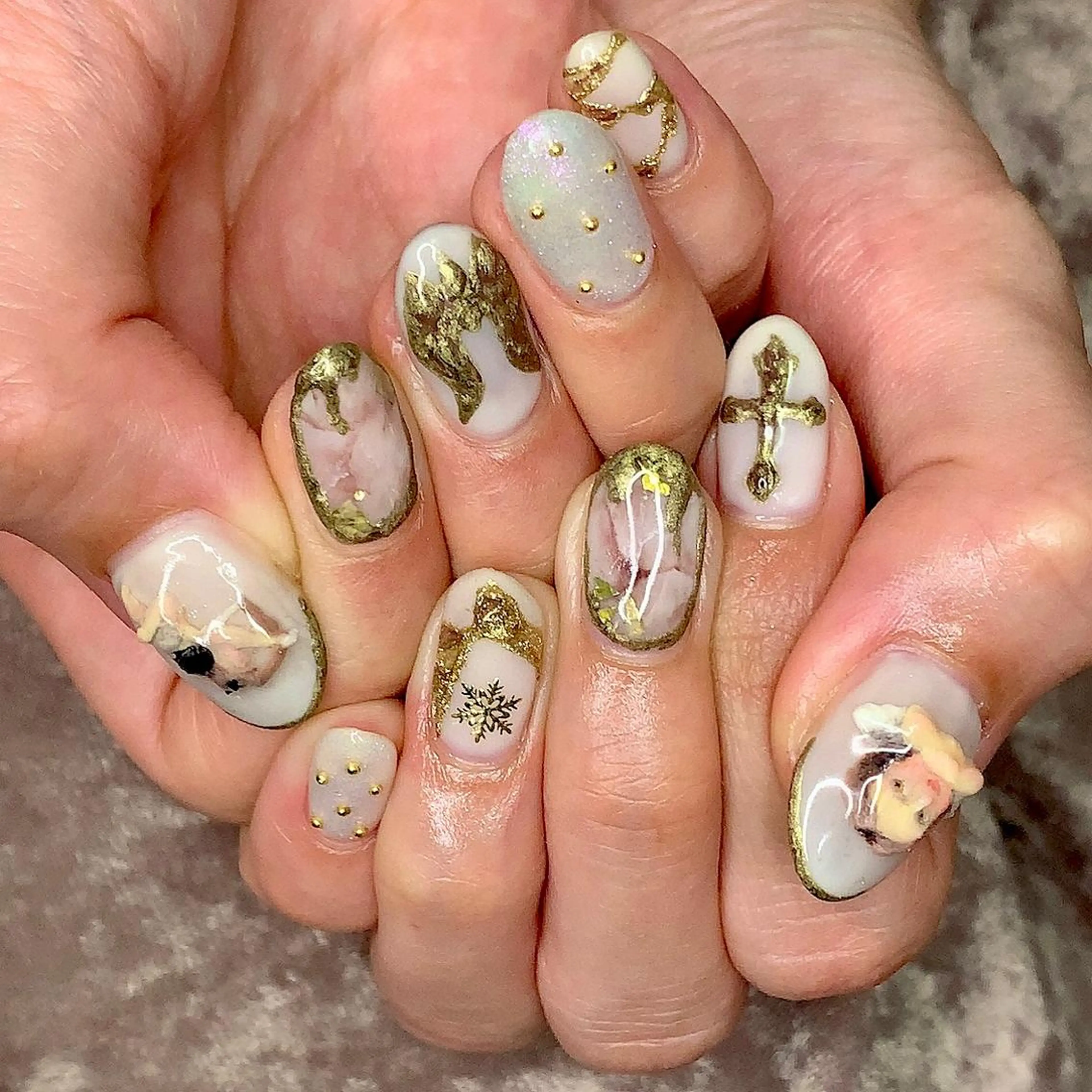 ネイル アートネイル オーロラネイル ジェルネイル 氷ネイル・うるうるネイル キラキラネイル シェアサロンLei.g(レイジー)所属・3Dアートネイル💗 都築レナのネイルデザイン