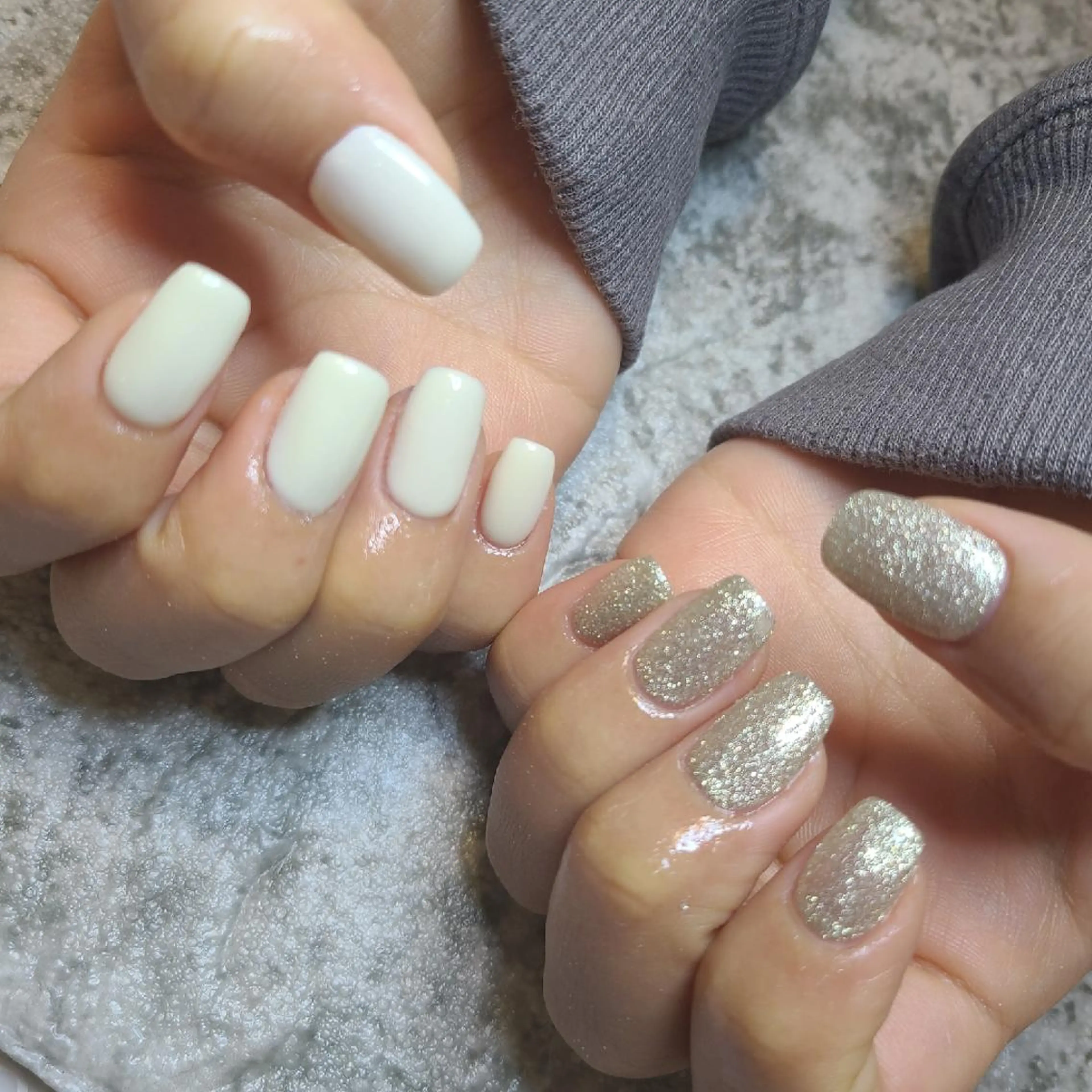 ネイル キラキラネイル ワンカラーネイル スクエアネイル 齋藤 あゆみのネイルデザイン