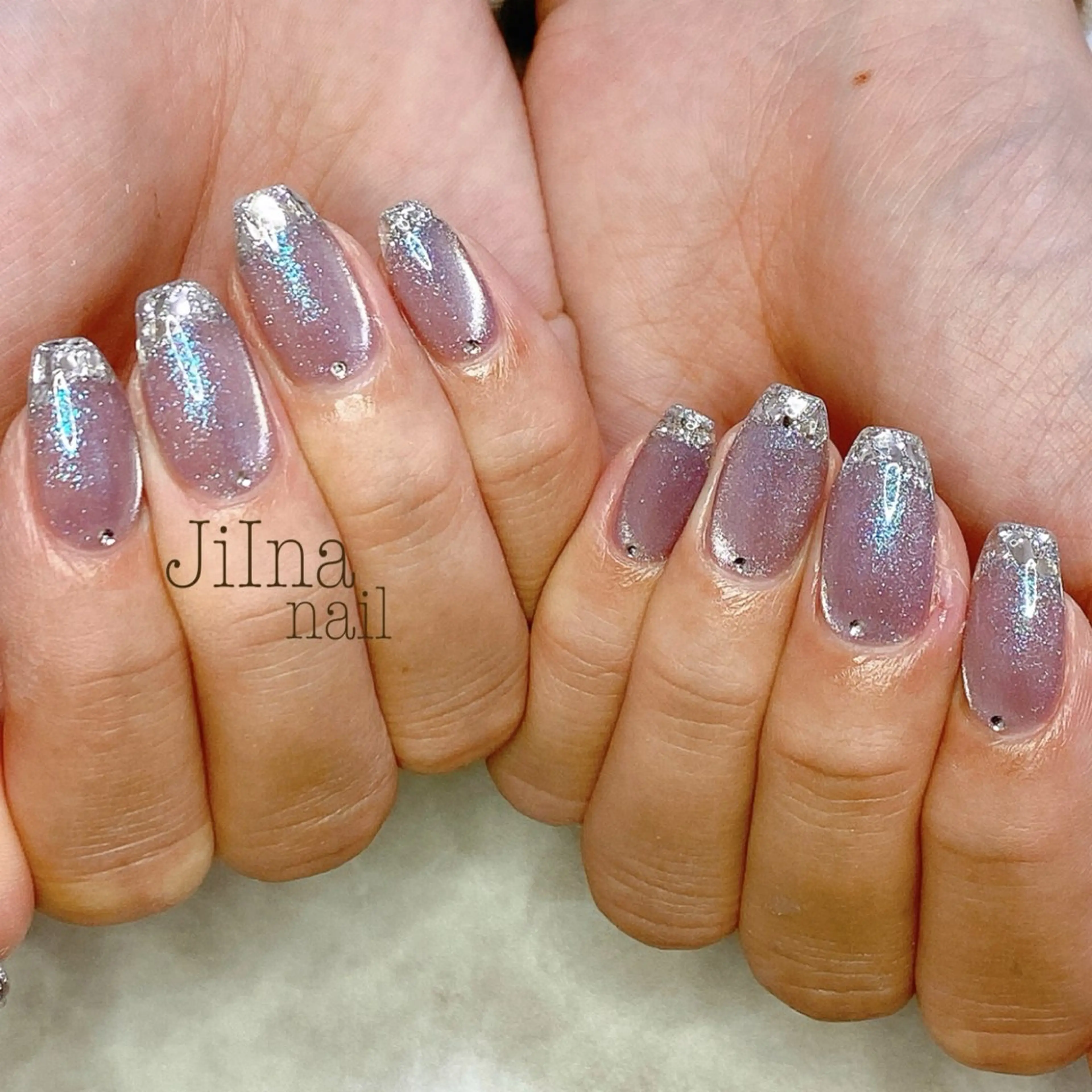 ネイル フレンチネイル ガラスフレンチ マグネットネイル JiIna nailのネイルデザイン