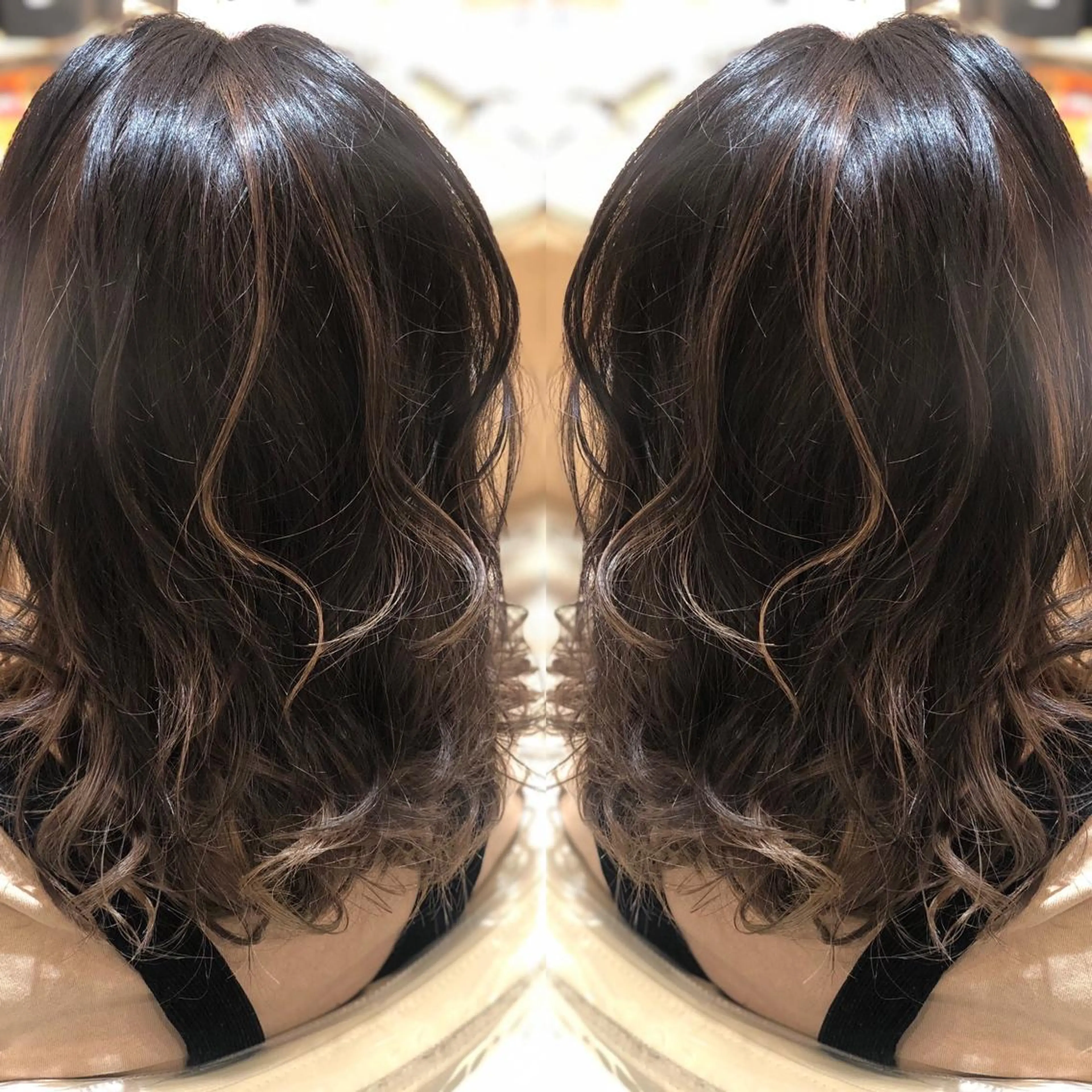 セミロング 縮毛矯正/髪質改善 継続する美髪のヘアスタイル