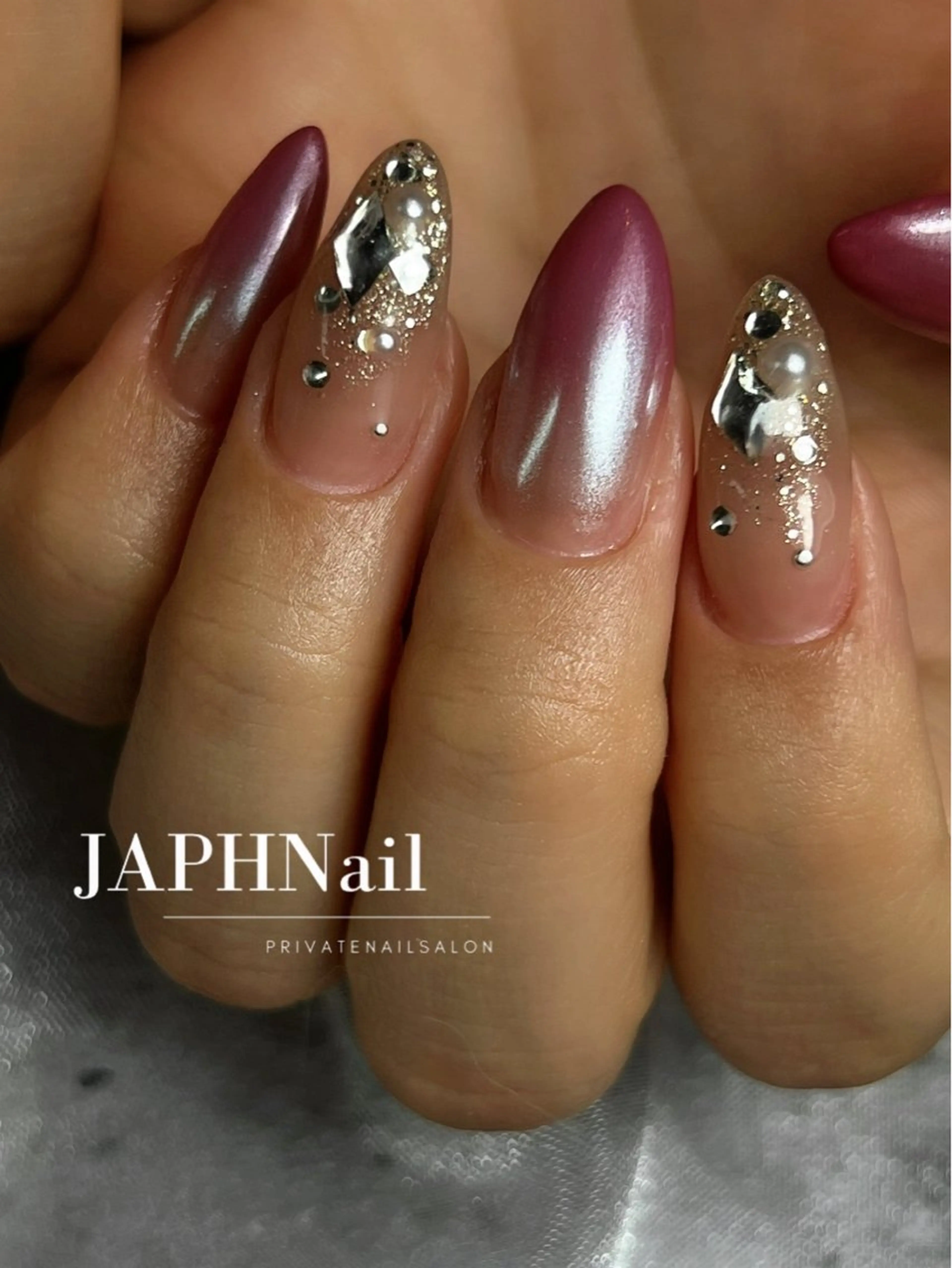 ネイル フラッシュネイル フレンチネイル グラデーション ロングネイル マグネットネイル NailSalon /JAPHのネイルデザイン