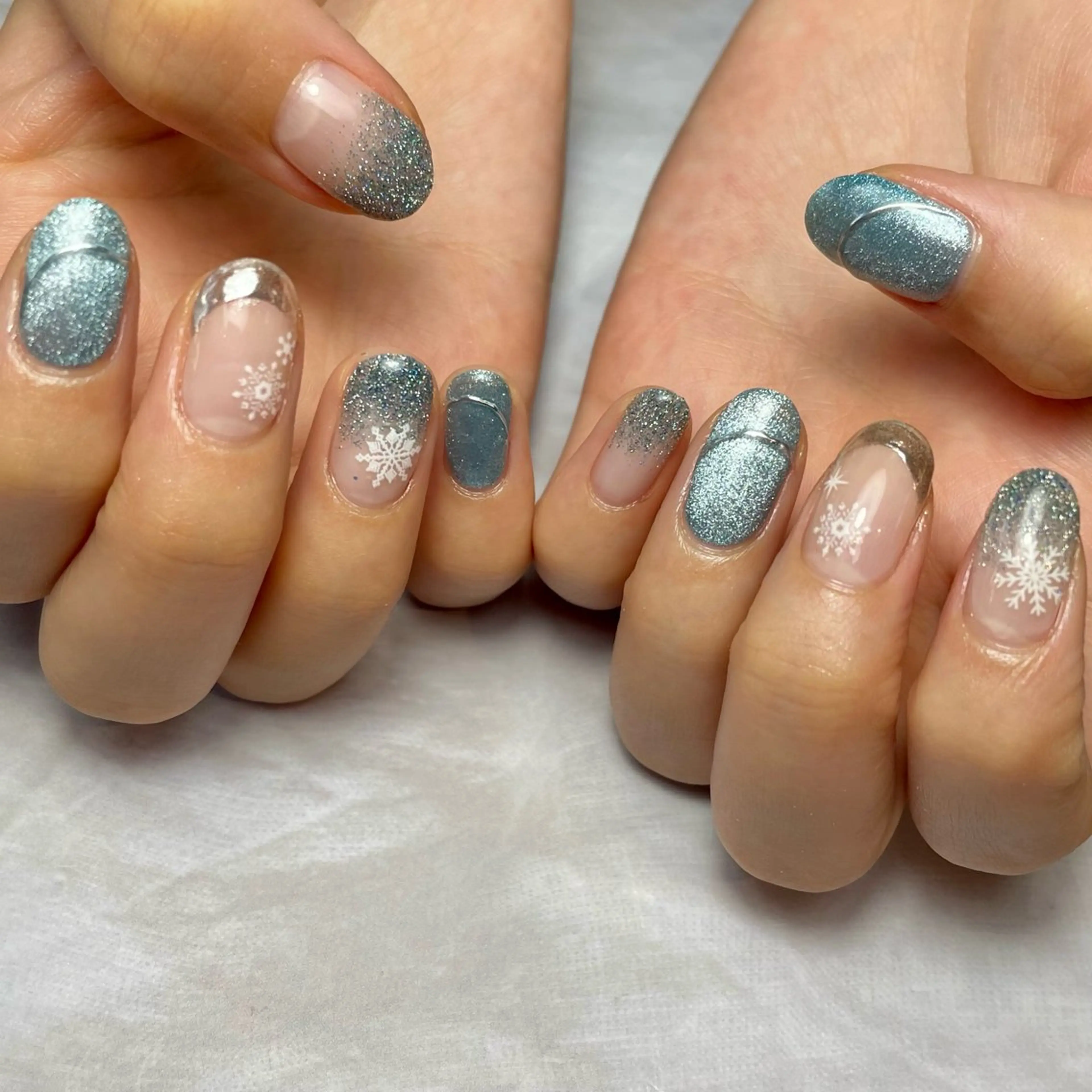 ネイル ブルー ハンドネイル Reflection marikoのネイルデザイン