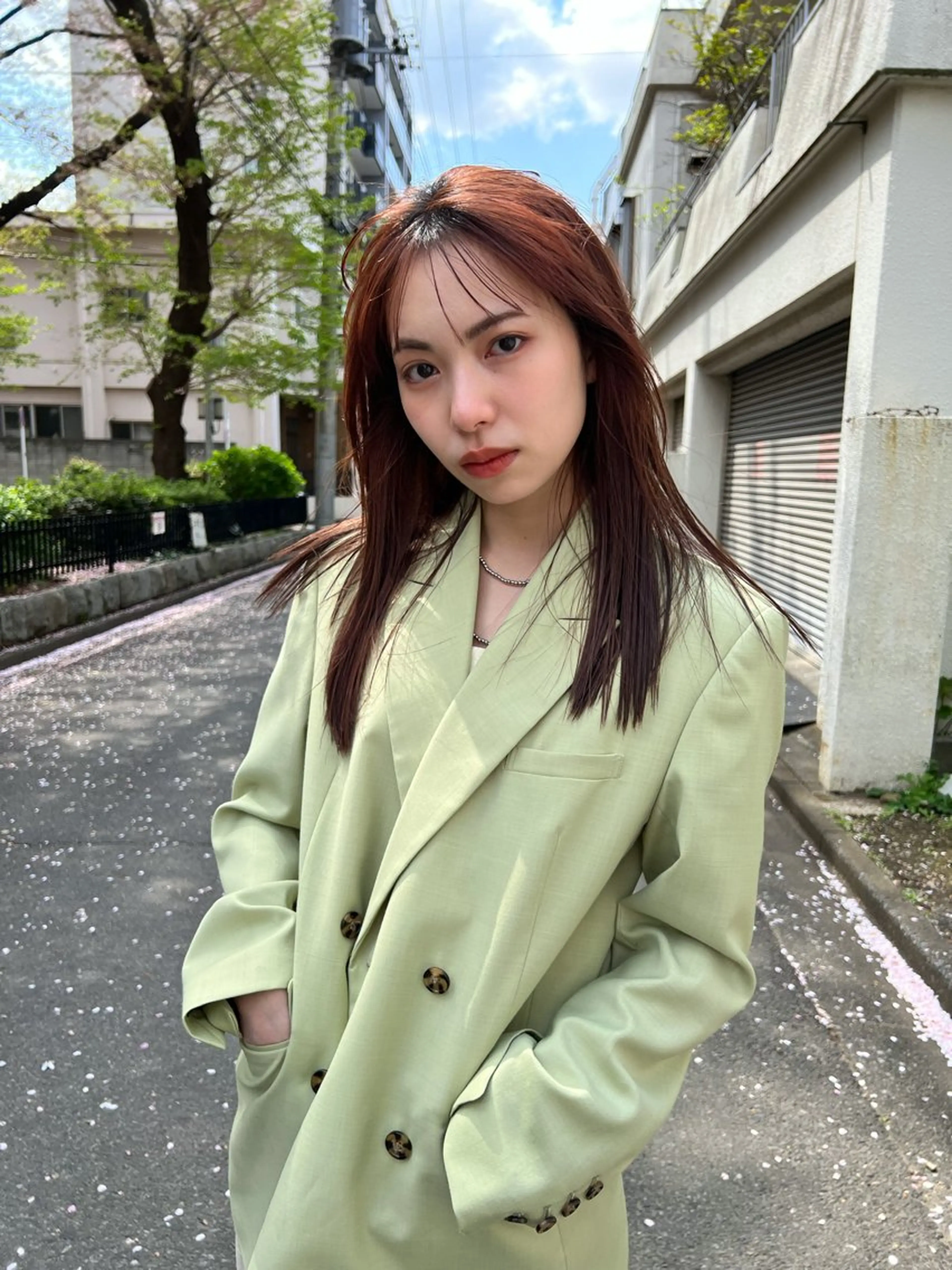 ロング カラー カット ヘアカラー トリートメント 顔周りレイヤー/韓国 ブリーチminamiのヘアスタイル