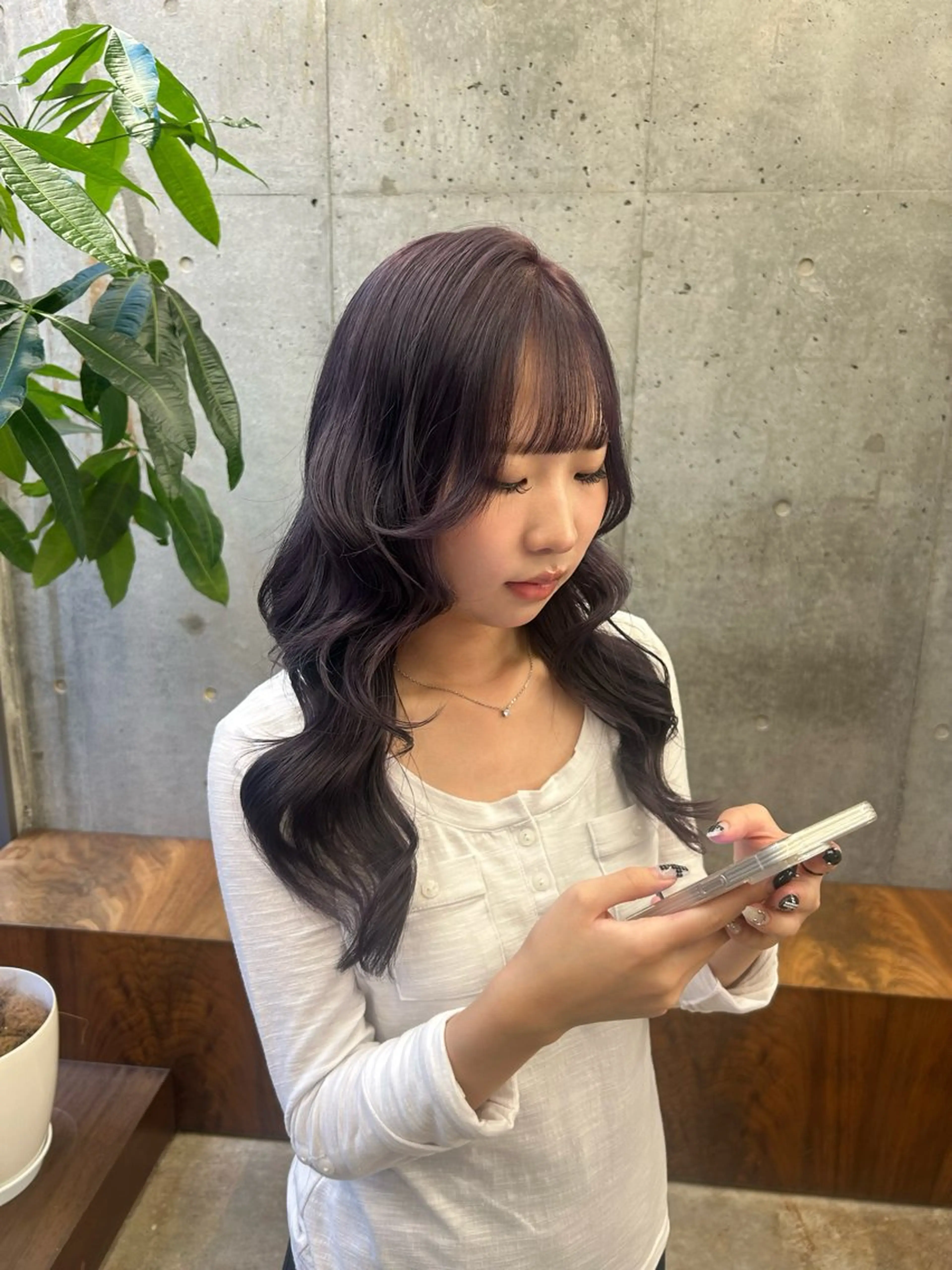 ロング カラー ヘアカラー トリートメント 🌷ラベンダーピンク 顔まわり🌷ねいろのヘアスタイル