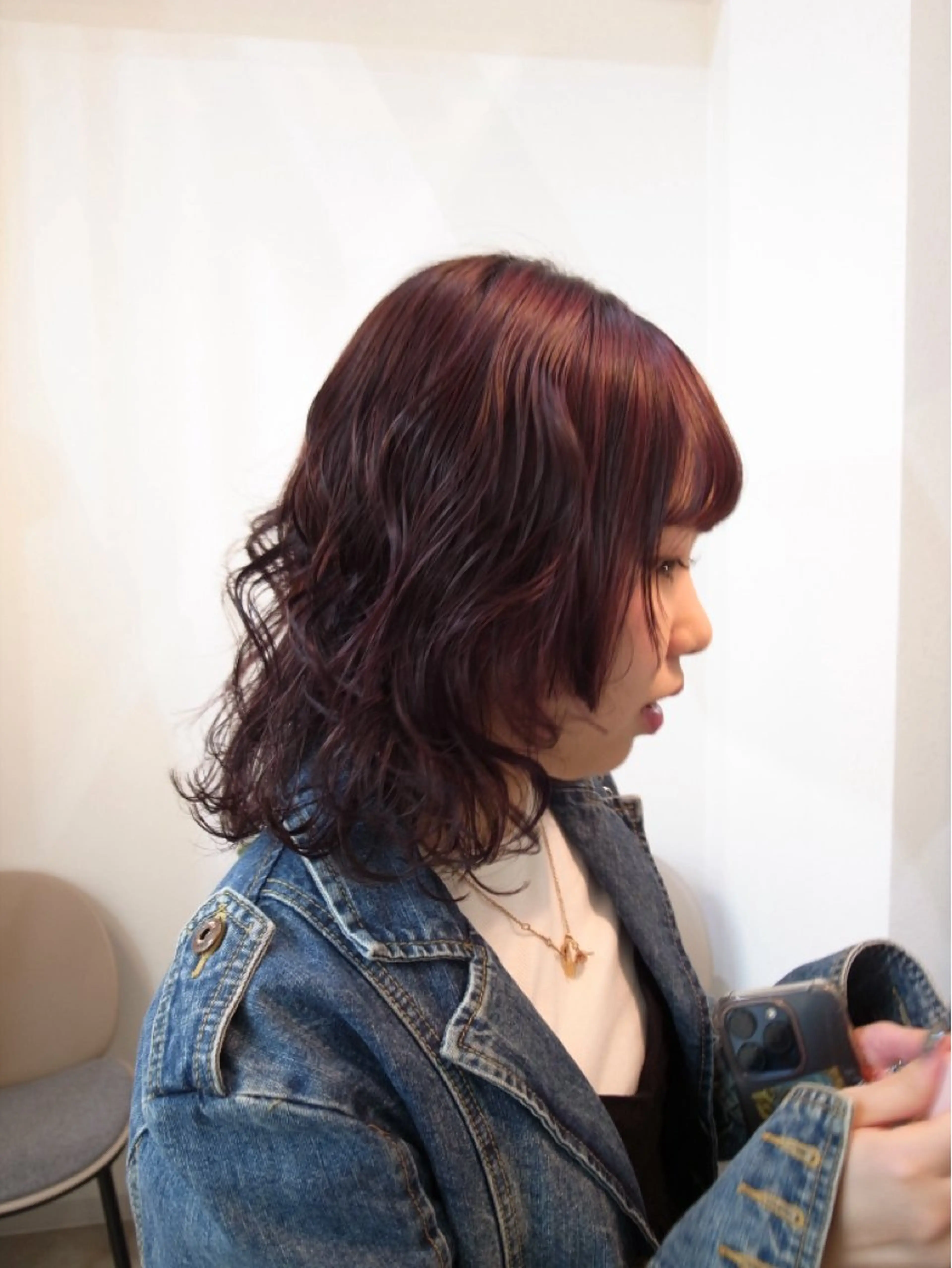 ミディアム 顔まわりレイヤー レイヤーカット カット ヘアカラー トリートメント Ｆ.まひろ🎀 暖色カラー／ベージュのヘアスタイル