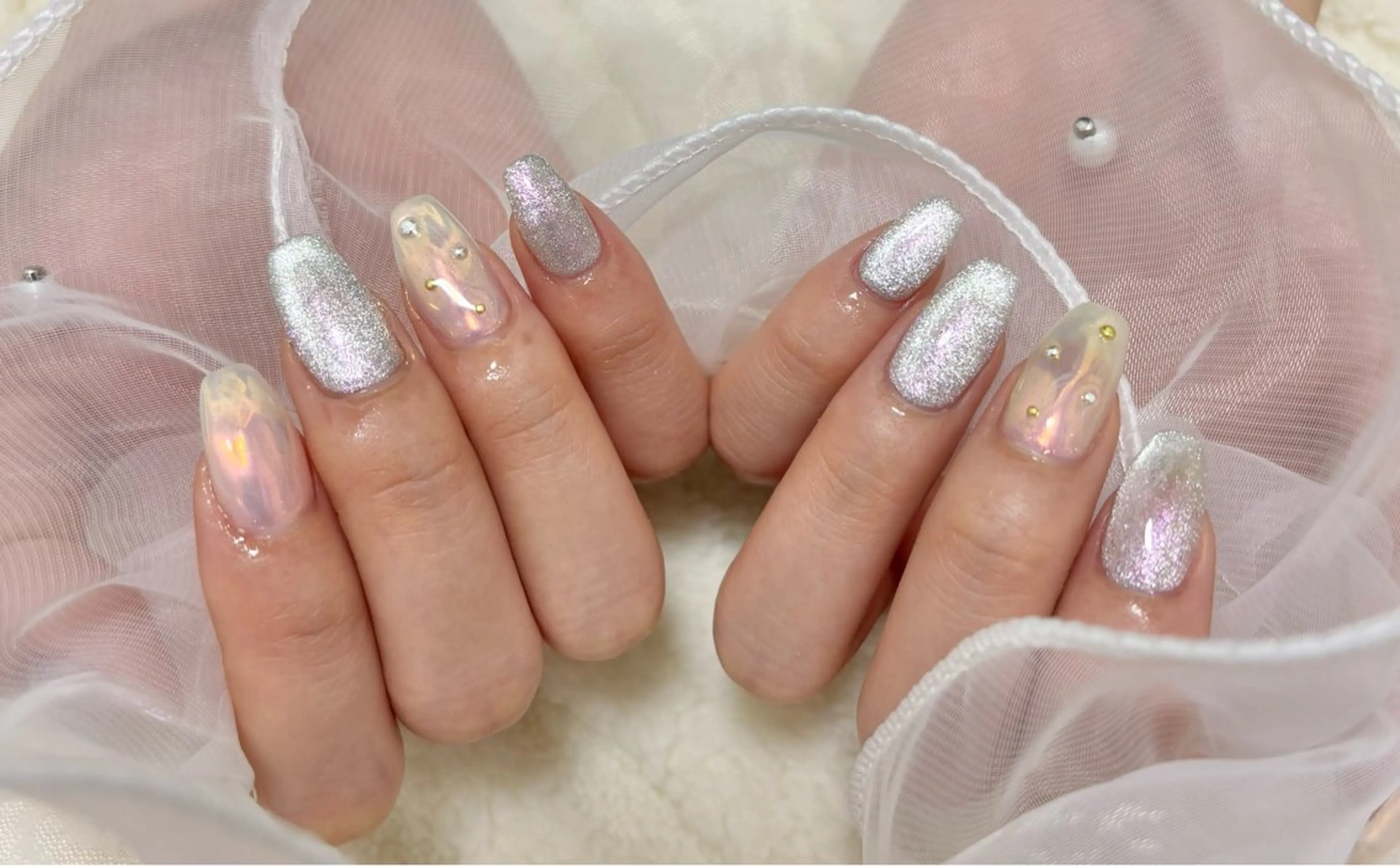 ネイル オーロラネイル マグネットネイル シンプルネイル ハンドネイル わたなべ さやかのネイルデザイン