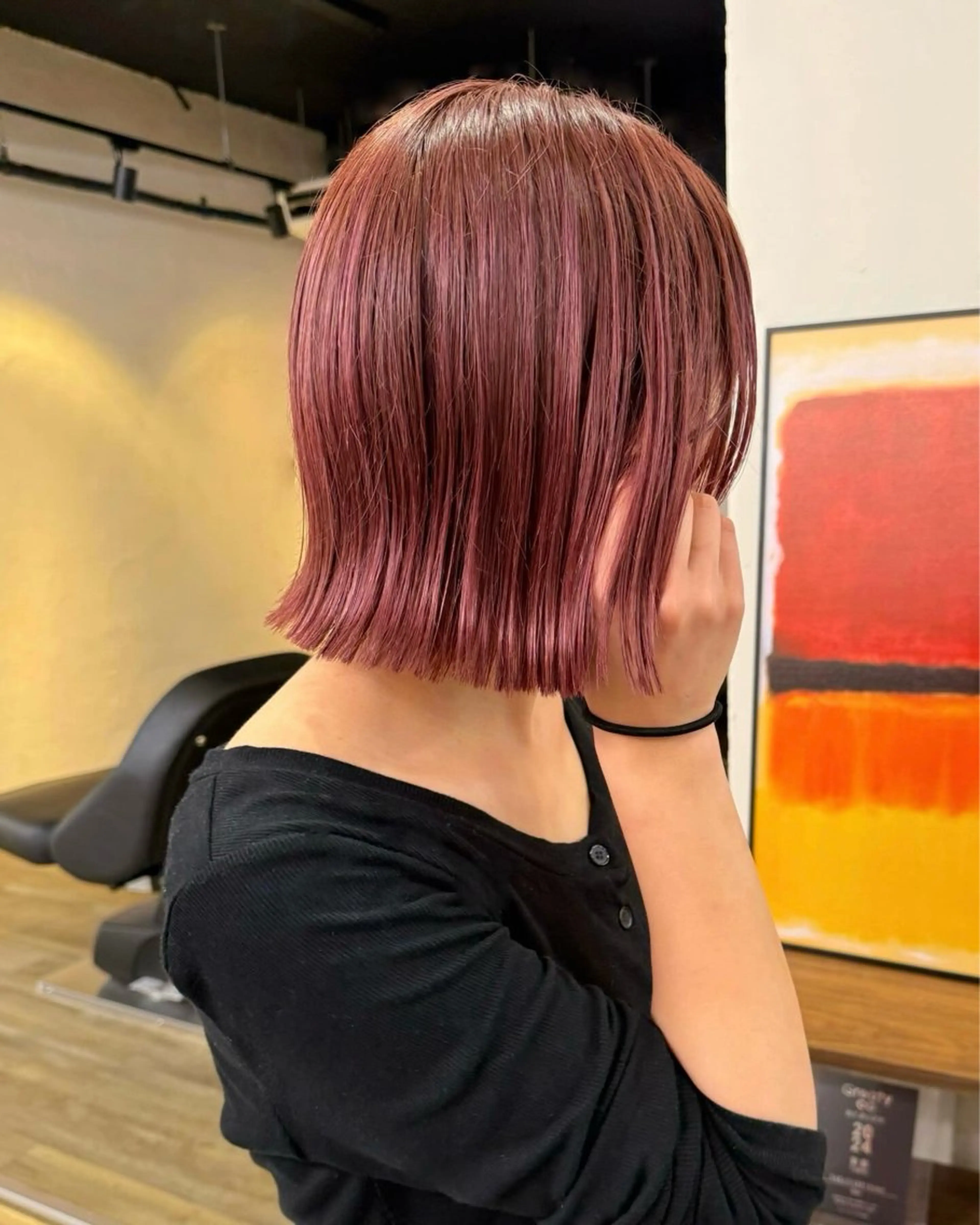 ショート カラー 切りっぱなしボブ ボブ 加藤好/カットモデル /暖色カラー🍒🧡のヘアスタイル