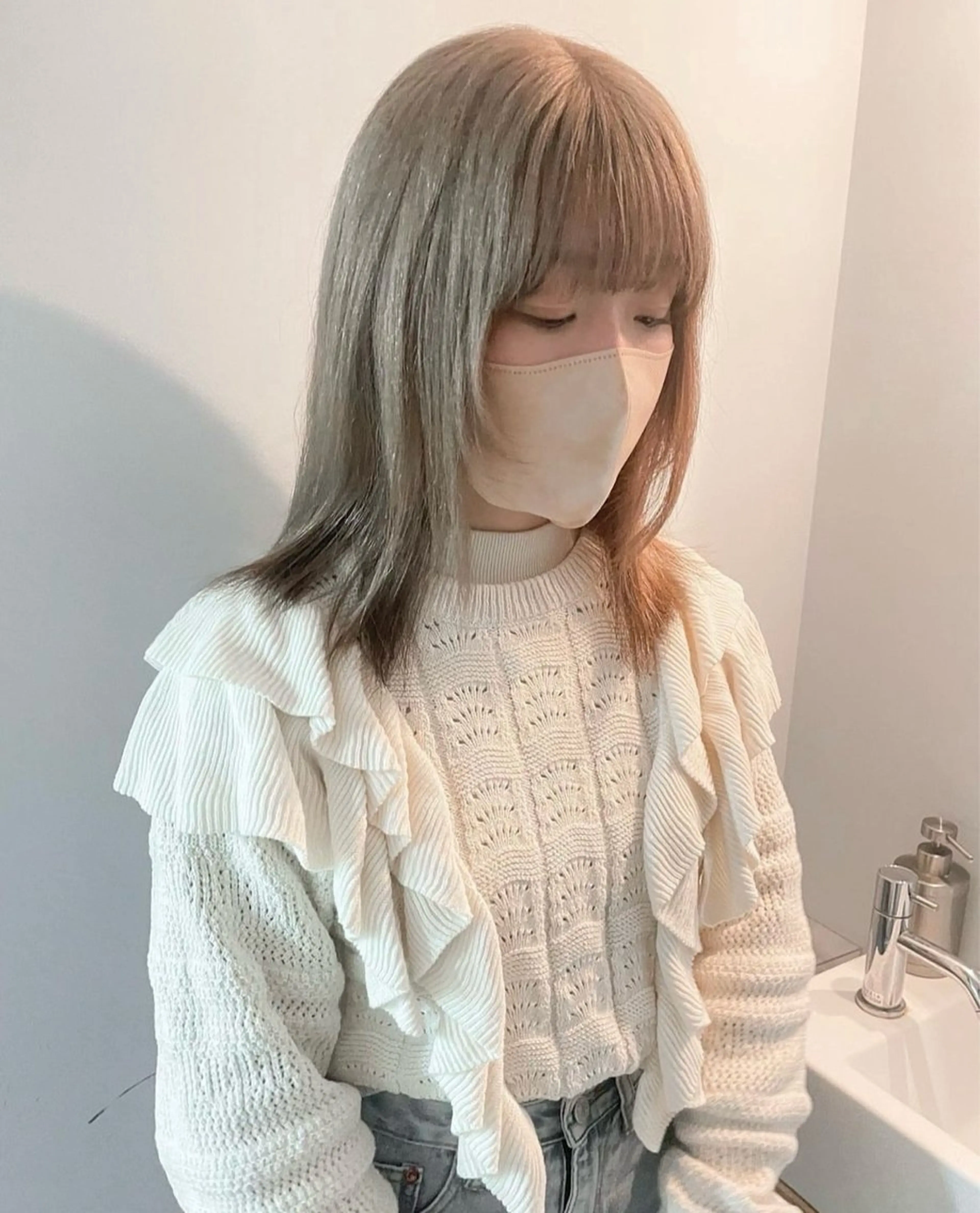 ミディアム カラー ヘアカラー カットモデル/ ハイトーン/ゆうあのヘアスタイル