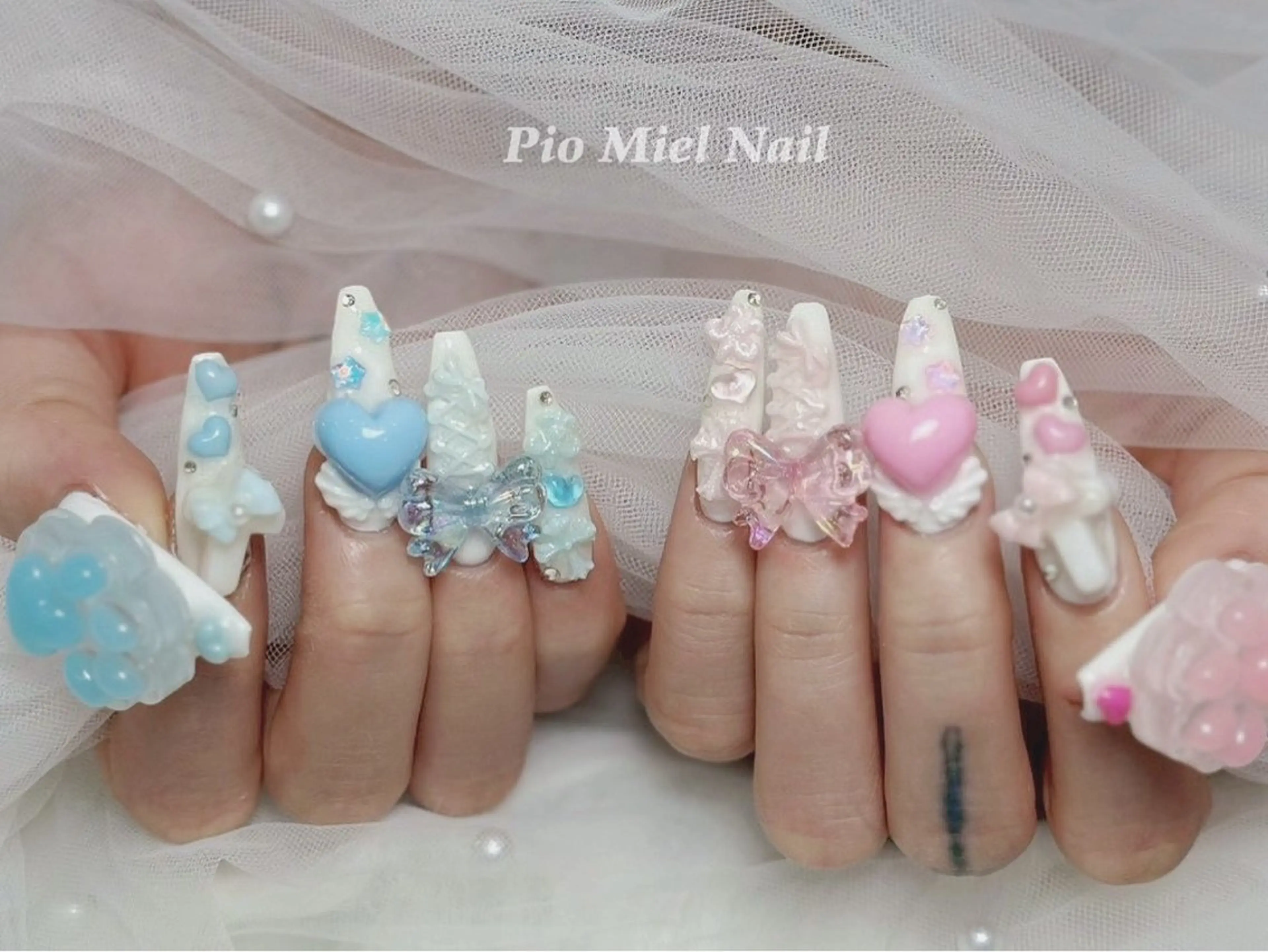 ネイル ハンドネイル HANA 長さだしのネイルデザイン