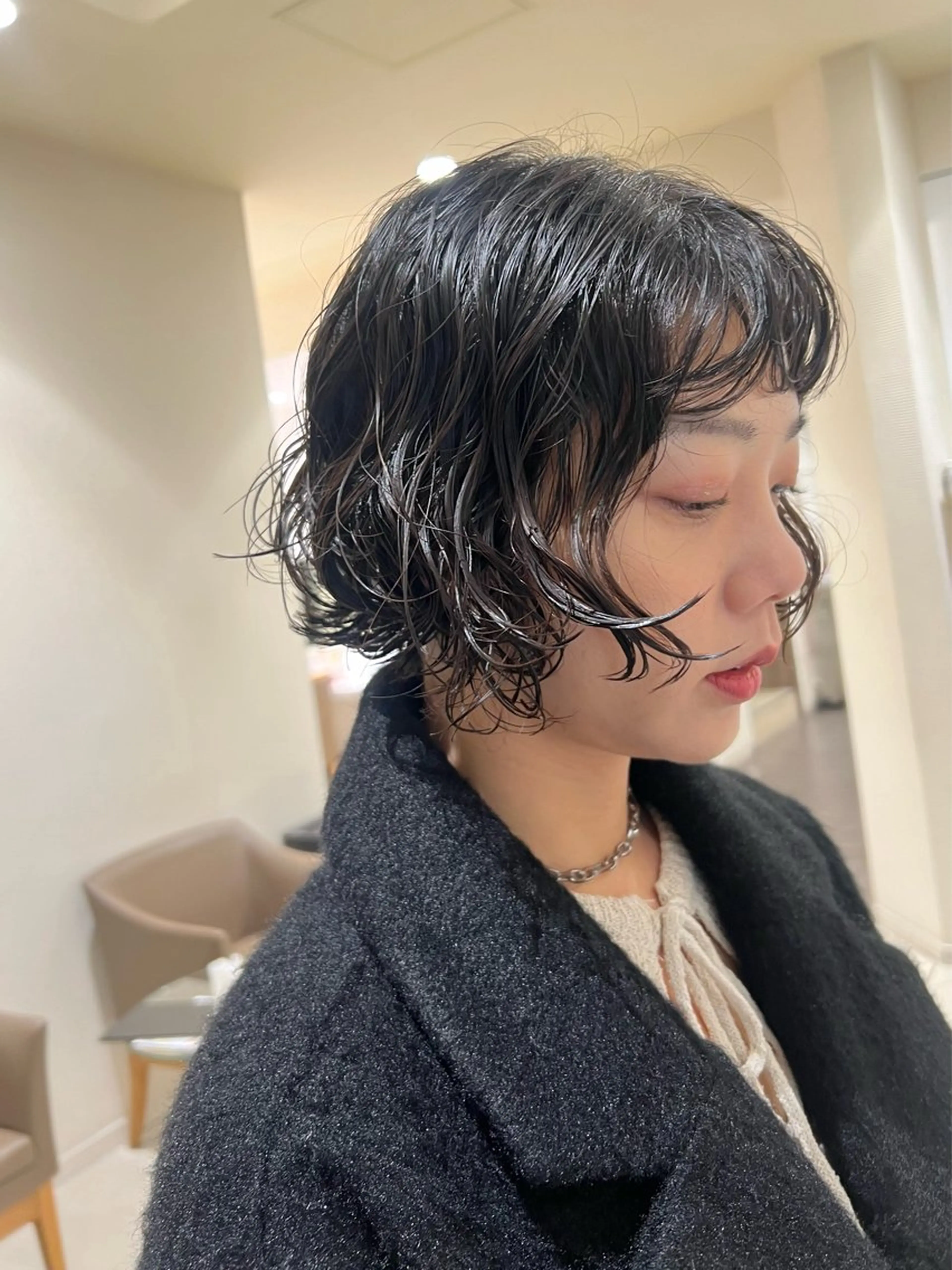 ミディアム パーマ ぷつっとボブ/ 似合わせ🥀原ちひろのヘアスタイル