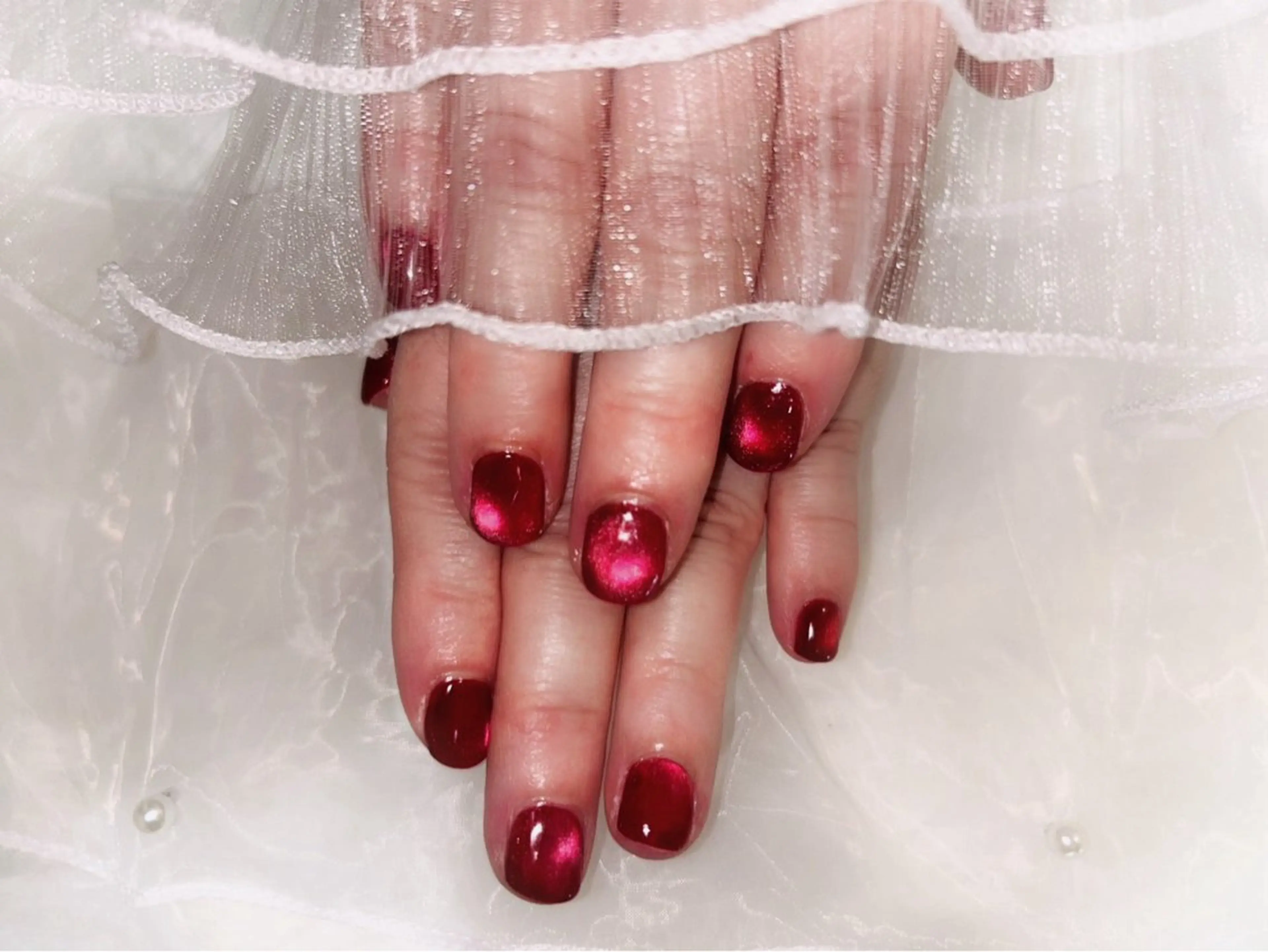 ネイル 赤色 シンプルネイル ハンドネイル Kasai kieのネイルデザイン