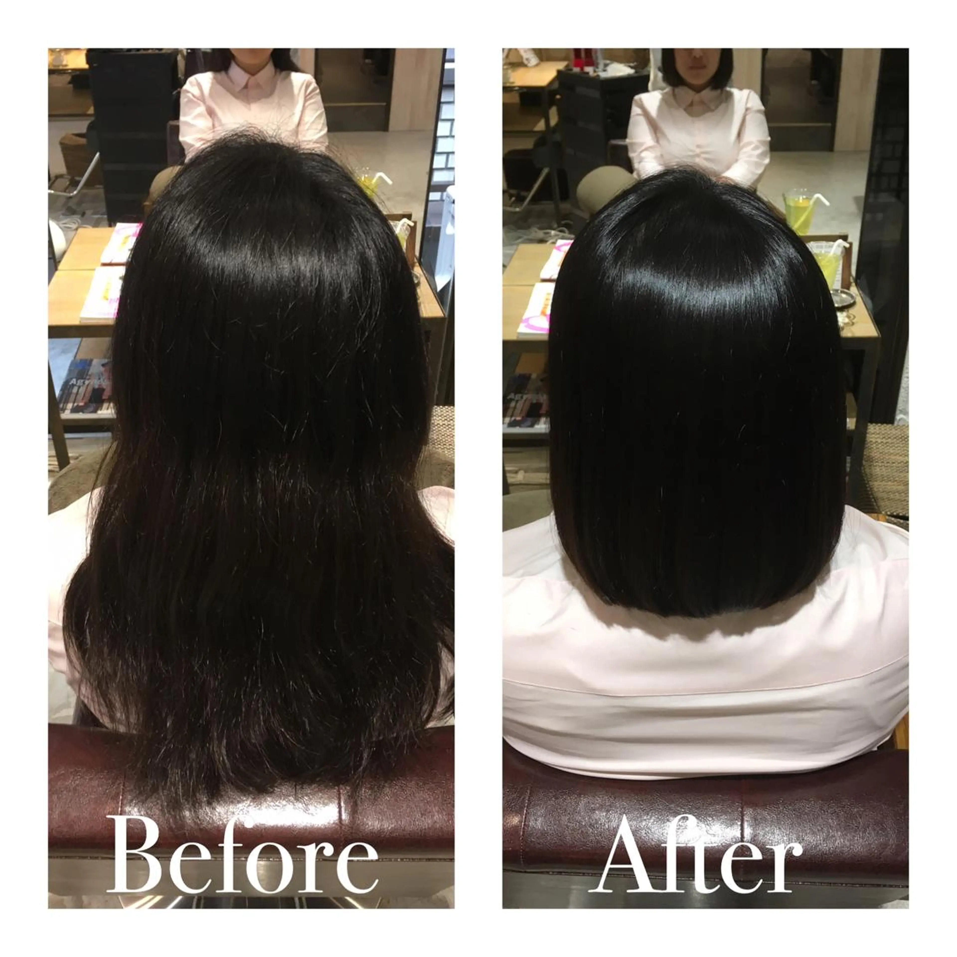 ショート ミディアム セミロング パーマ 髪質改善 縮毛矯正 アオガミ （前髪顔周りカット）のヘアスタイル