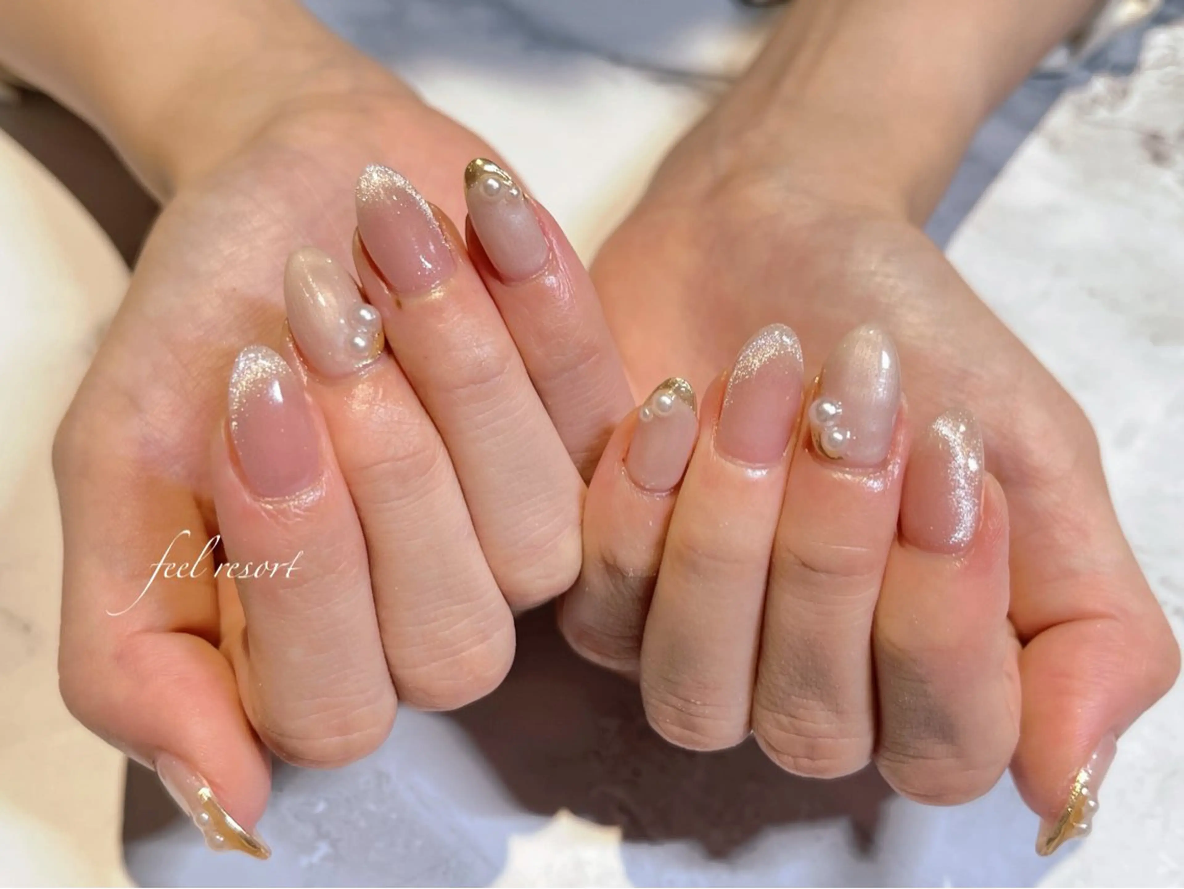 ネイル 長さ出し フットネイル フレンチネイル ジェルネイル ガラスフレンチ ハンドネイル Lien（リアン） 銀座駅6分のネイルデザイン