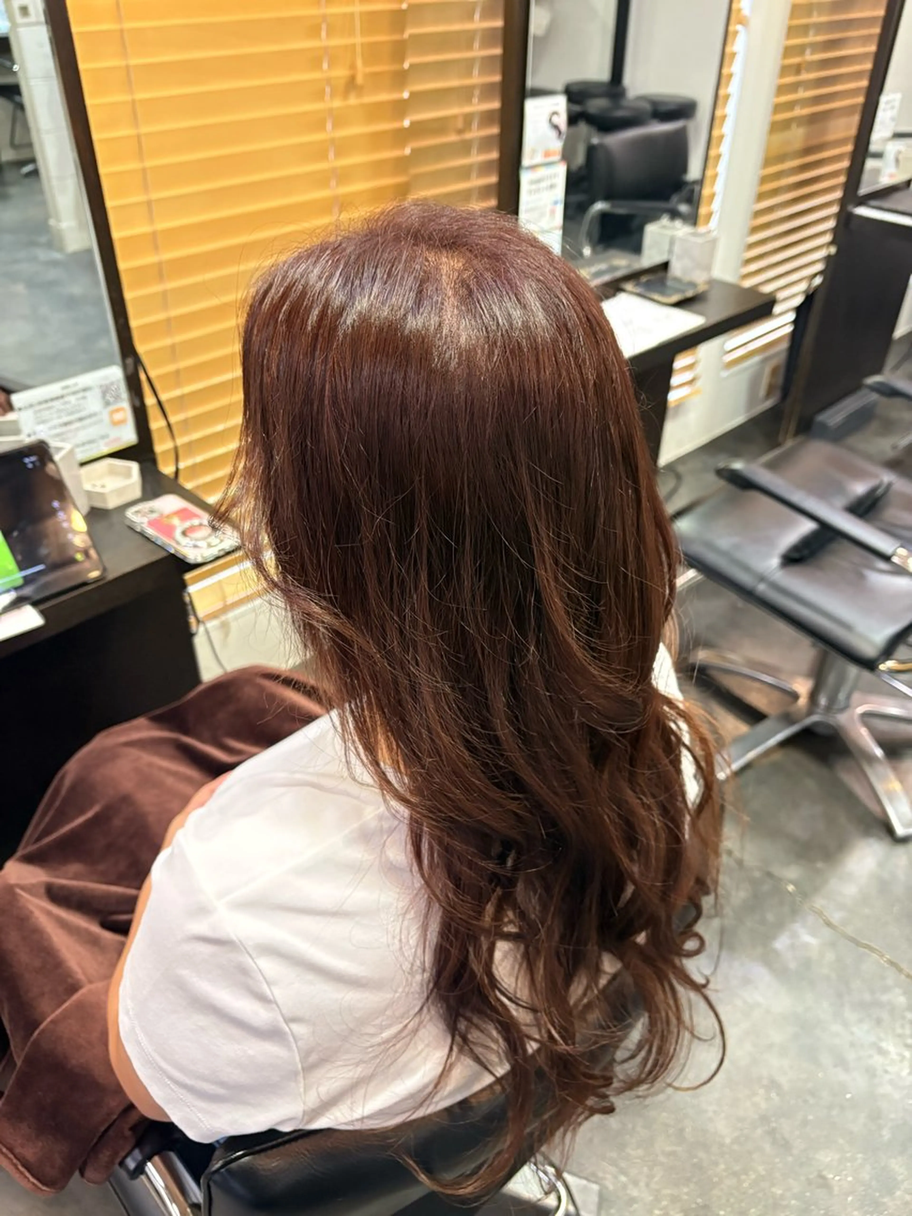 ロング カラー ブラウンカラー レッドカラー レッドブラウン 奥山 和奏のヘアスタイル
