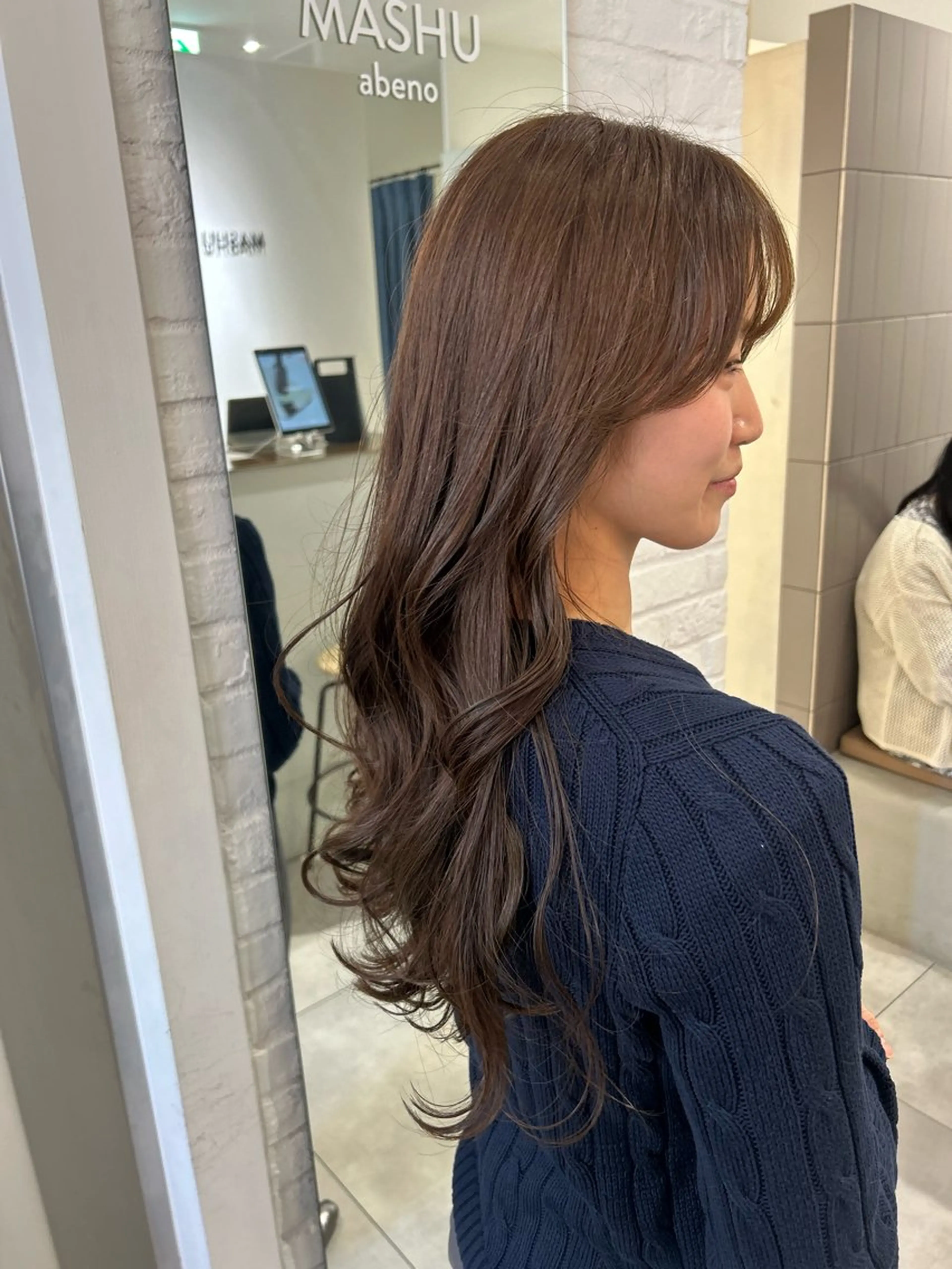 ロング カラー ベージュカラー ブリーチ ブリーチなしカラー オレンジ カット ヘアカラー オリーブベージュ/ ブリーチなし透明感のヘアスタイル