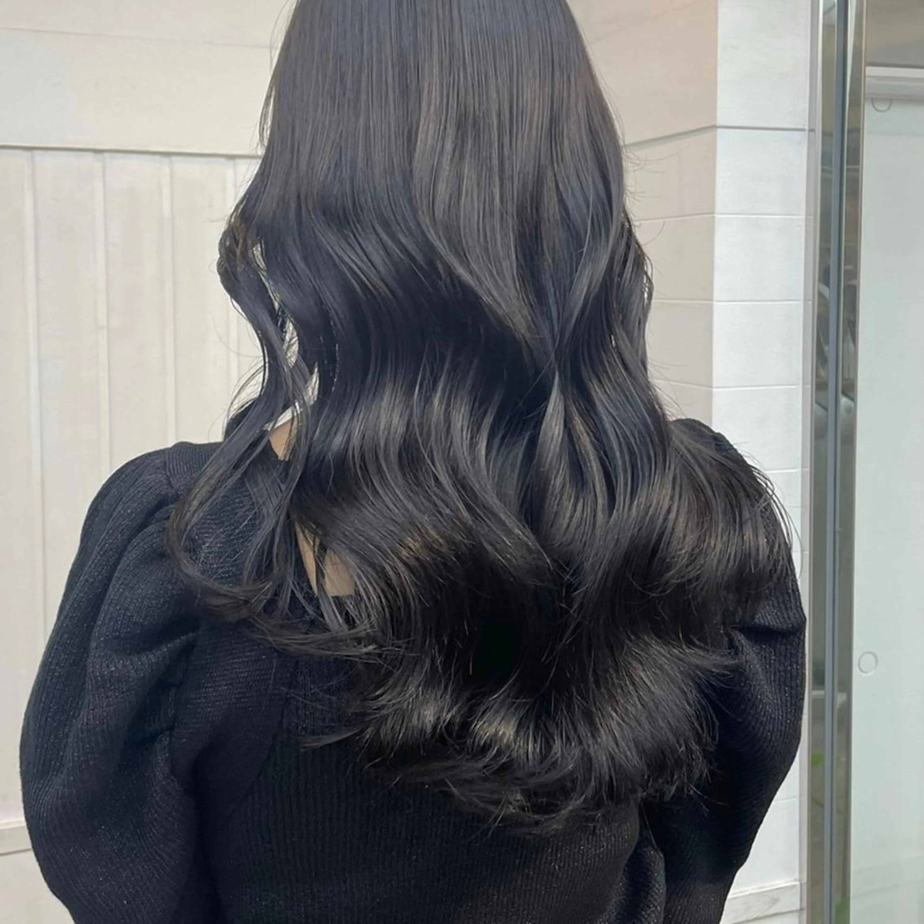 ロング アッシュ ミストバング パープルカラー ボブ くびれヘア カット ヘアカラー トリートメント N° anfeel 渋谷🪞🫧のヘアスタイル