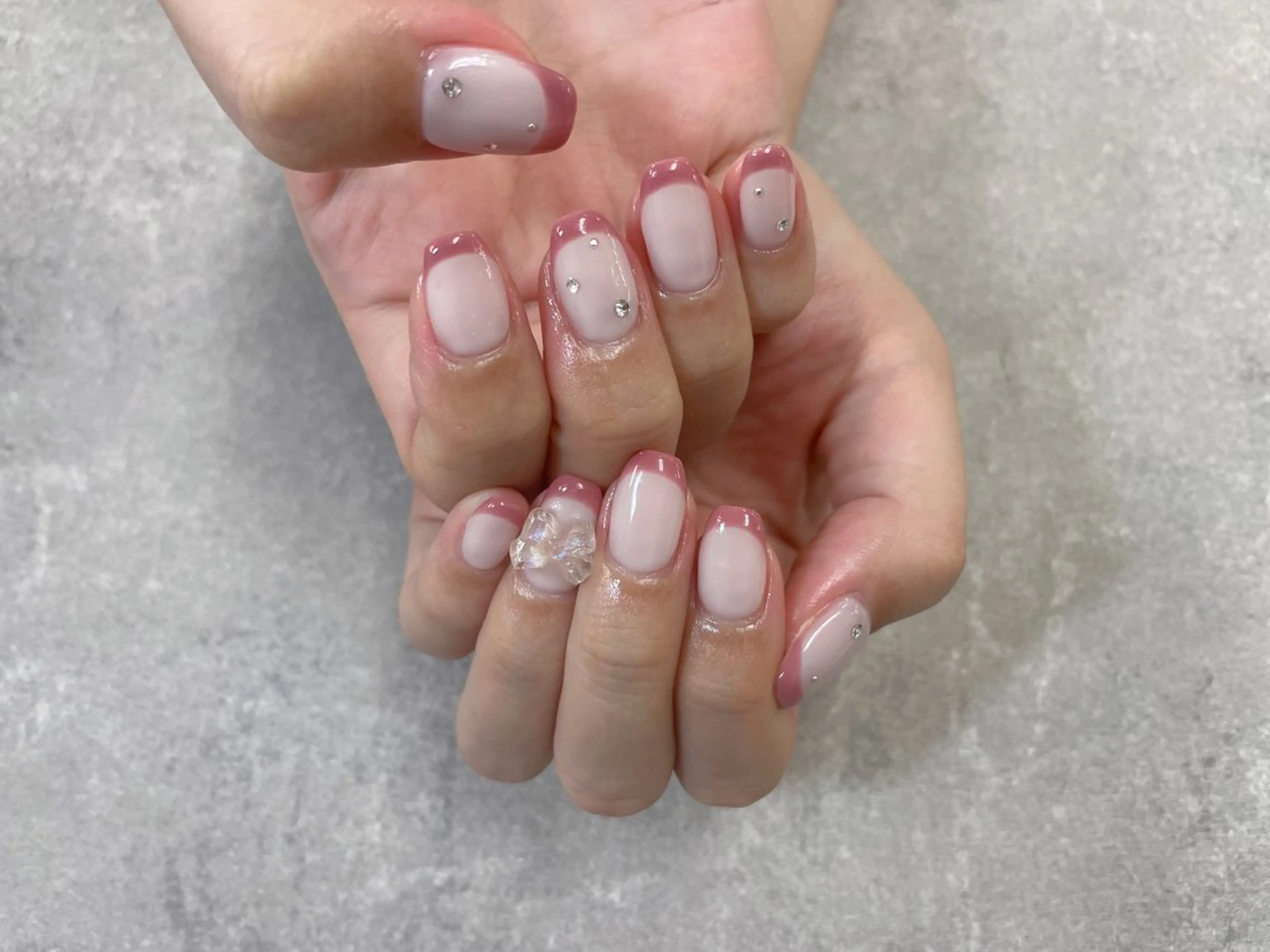 ネイル フレンチネイル ピンク リボン ワンホンネイル ハンドネイル foglia❁﻿. ⌇﻿imamuraのネイルデザイン