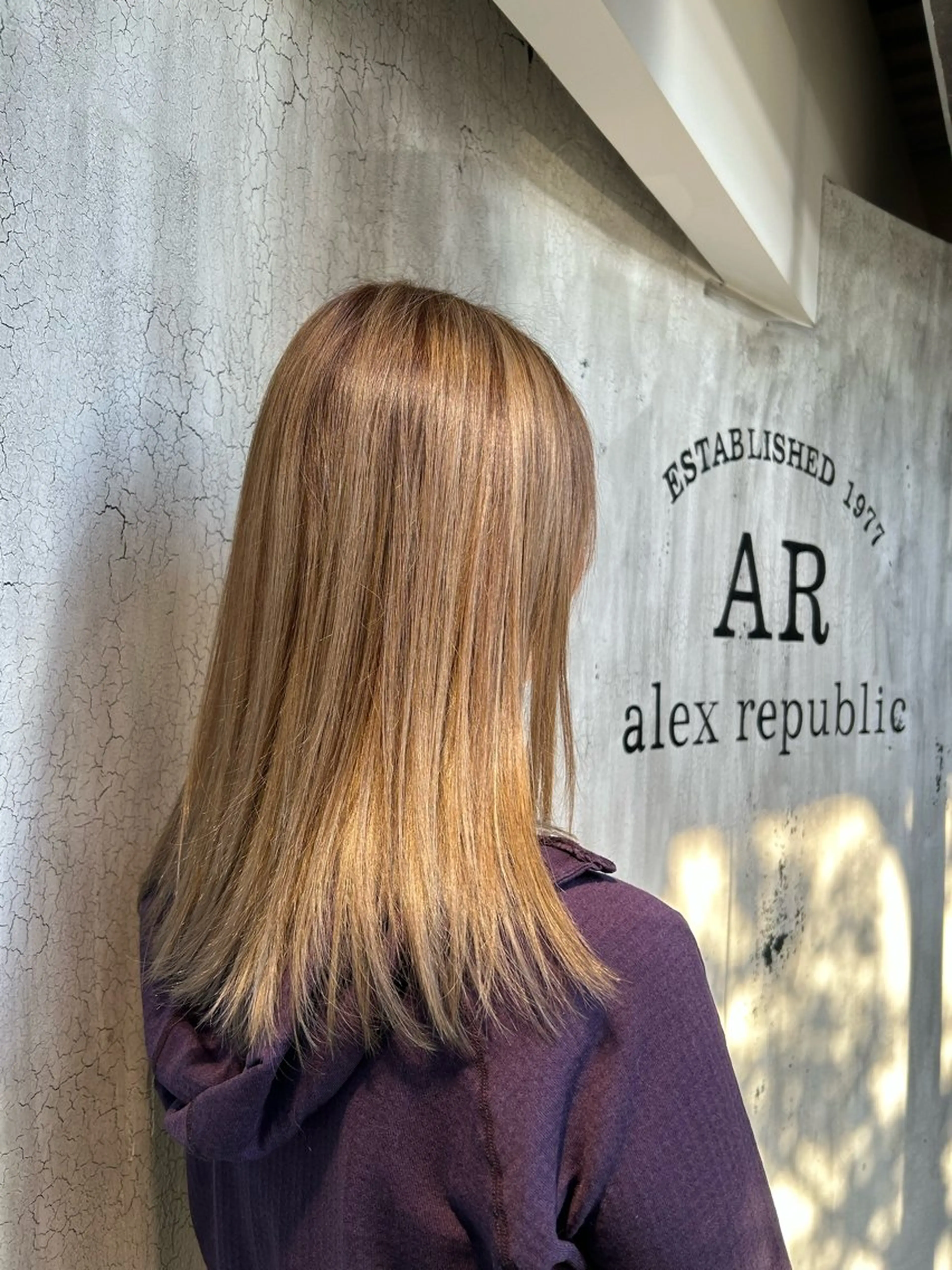 セミロング カラー グレージュ ハイトーンカラー ハイトーングレージュ alex republic所属・尾形 真里のヘアスタイル