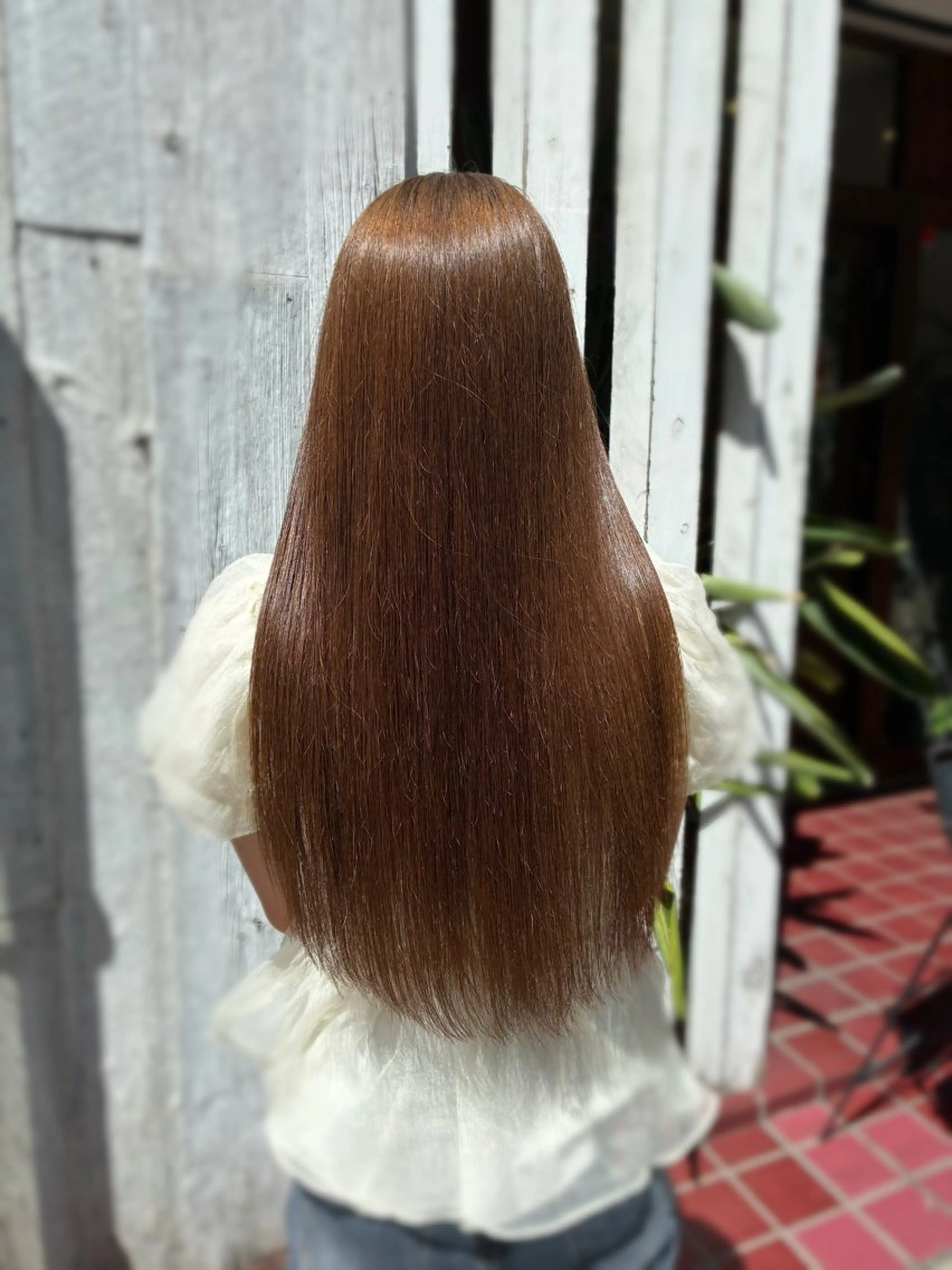 ロング カラー ベージュカラー ブリーチ オリーブベージュ ヘアカラー トリートメント 梅原 姫🍬🐰のヘアスタイル