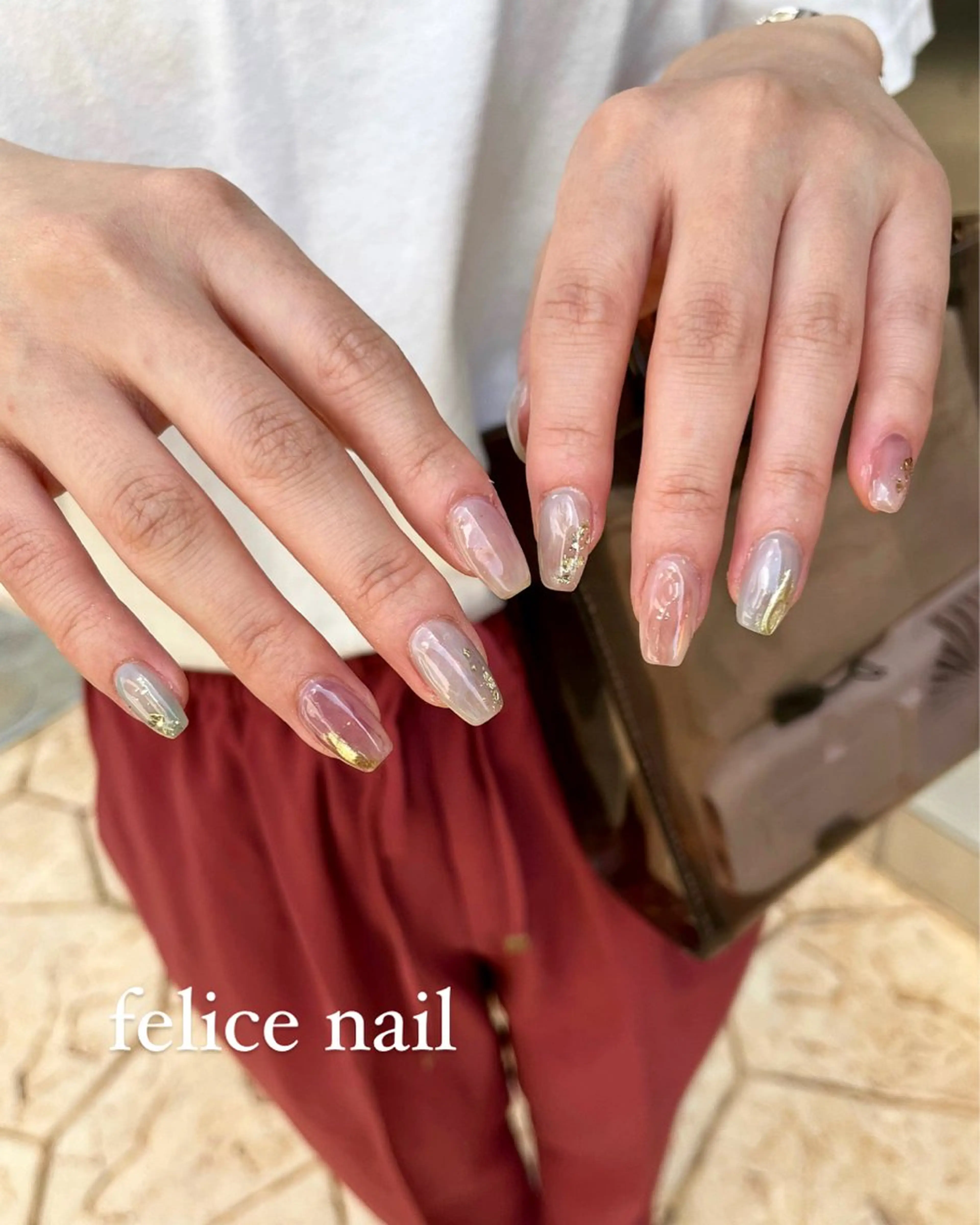 ネイル オーロラネイル ブルー ジェルネイル 氷ネイル・うるうるネイル マグネットネイル felice nailのネイルデザイン