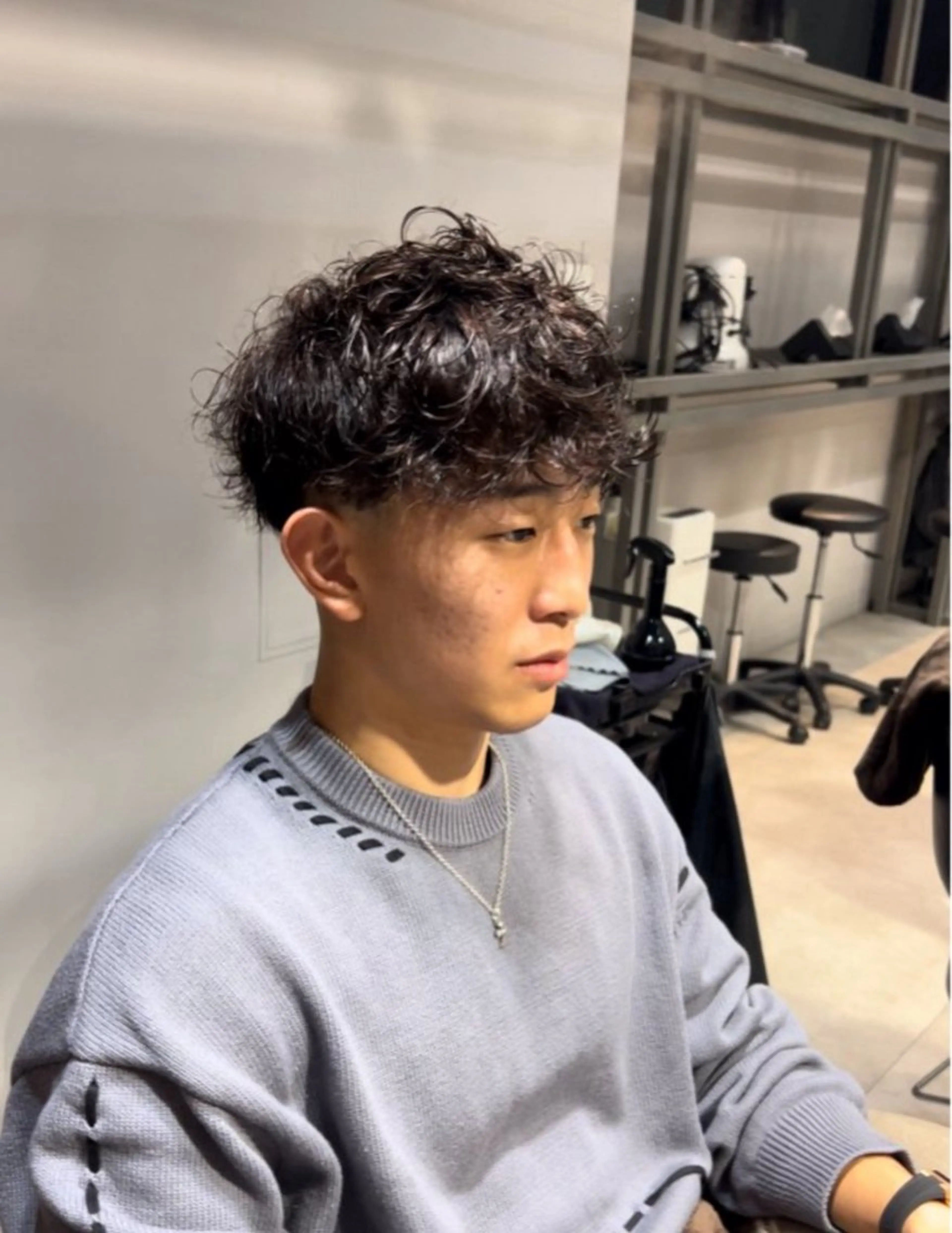 メンズ メンズパーマ 刈り上げ カット パーマ 透明感カラー/恵比寿 /レイヤーカット大場のヘアスタイル