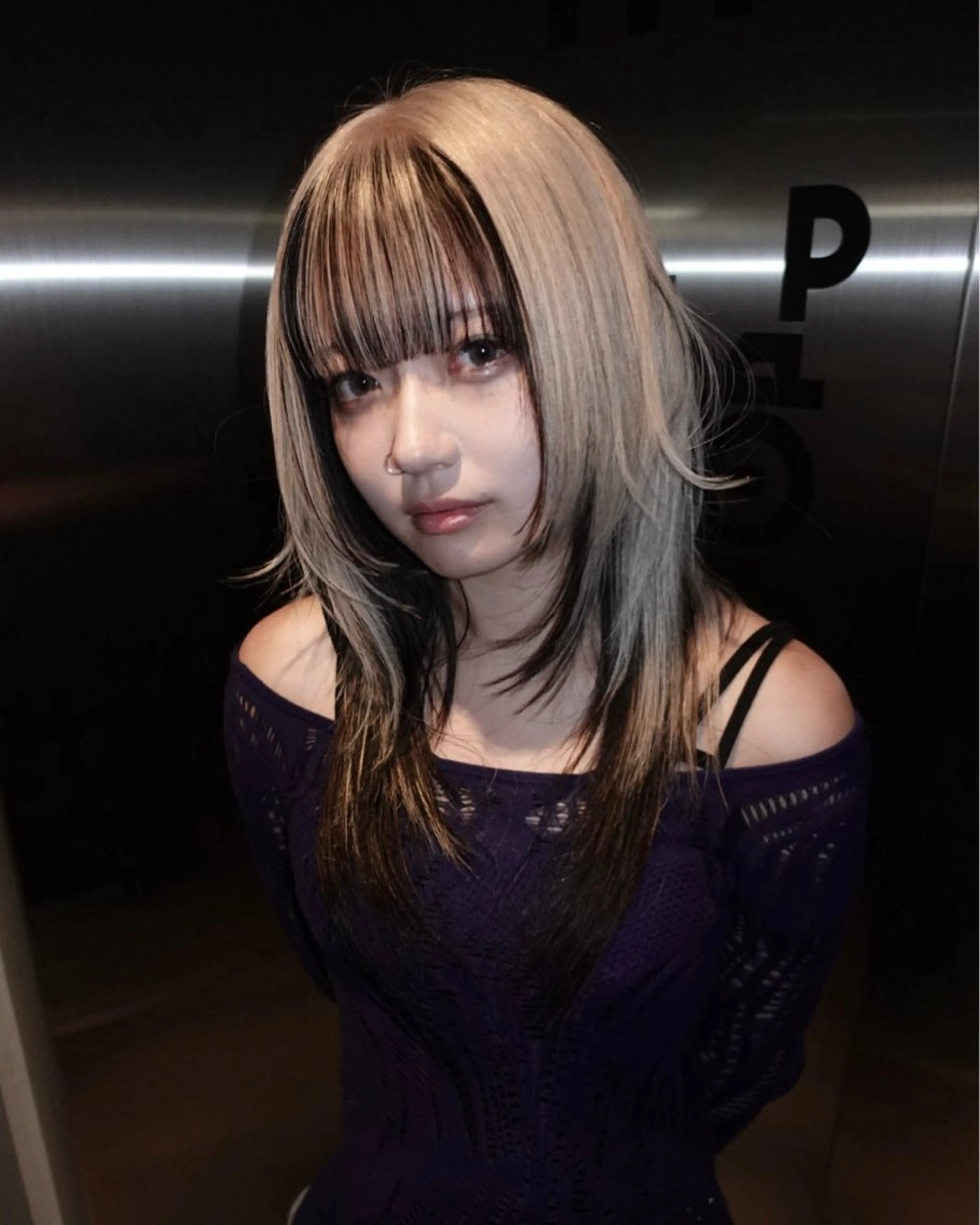 セミロング ヘアカラー トリートメント Null 表参道所属・岩下昂世/ ハイトーン/デザインのヘアスタイル