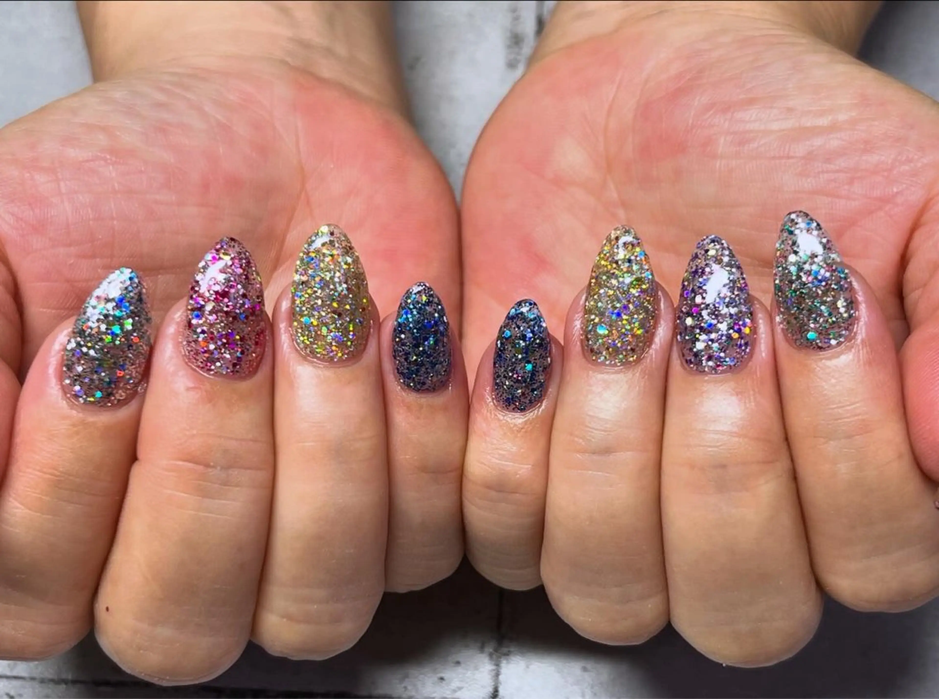 ネイル ラメ(グリッター) ハンドネイル まり りぃ〜んのネイルデザイン