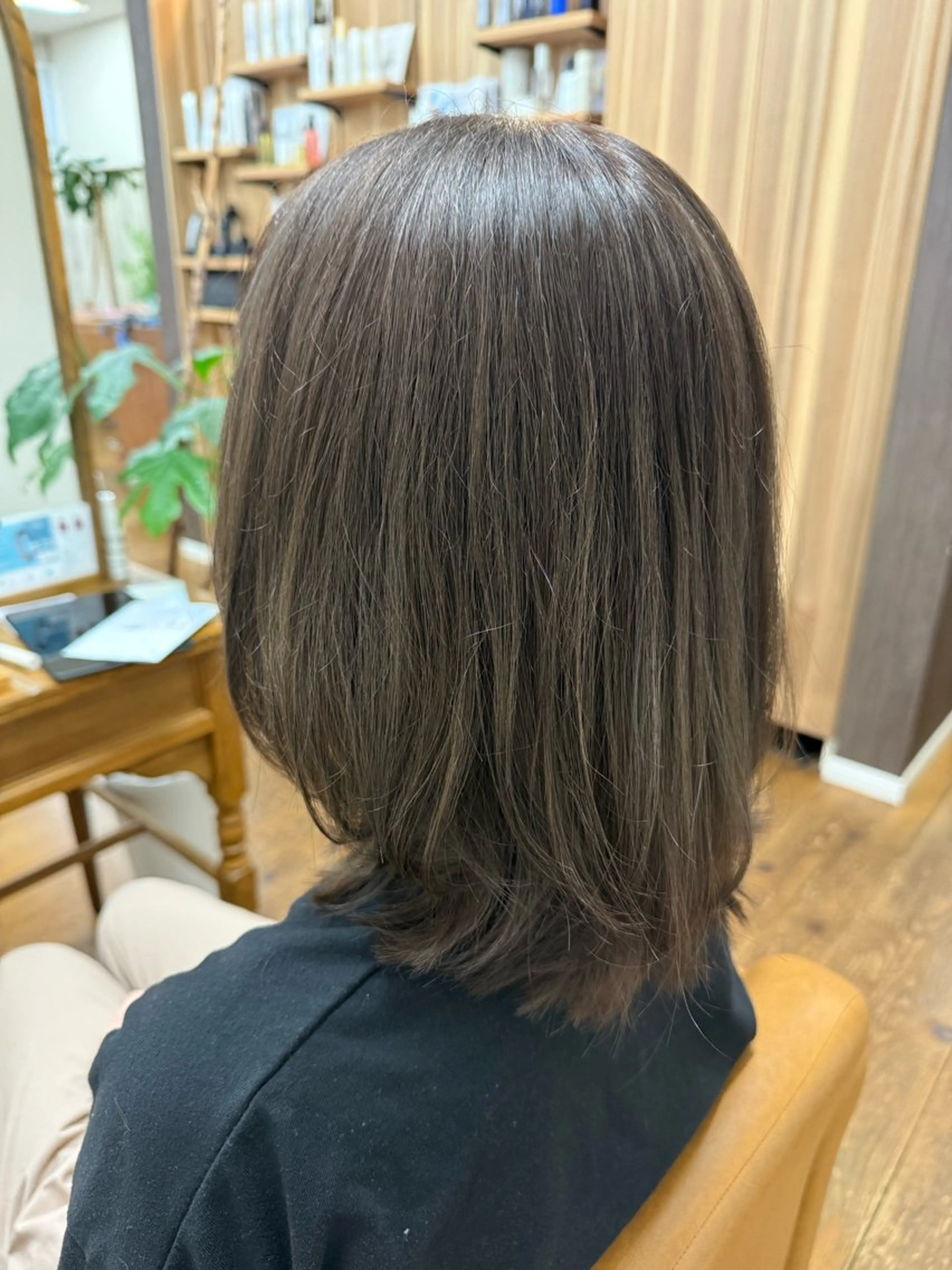 セミロング アッシュ レイヤーカット カット ヘアカラー トリートメント 市川 舞のヘアスタイル